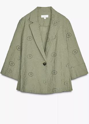 Blazer jacket zara with openwork embroidery and lace trim