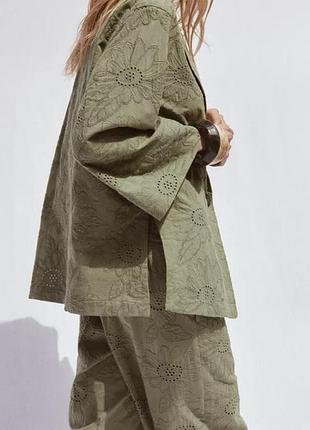 Blazer jacket zara with openwork embroidery and lace trim