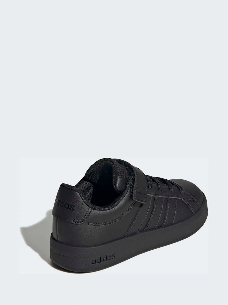 adidas Black Grand Court 3.0 Elastic Lace Kids Trainers