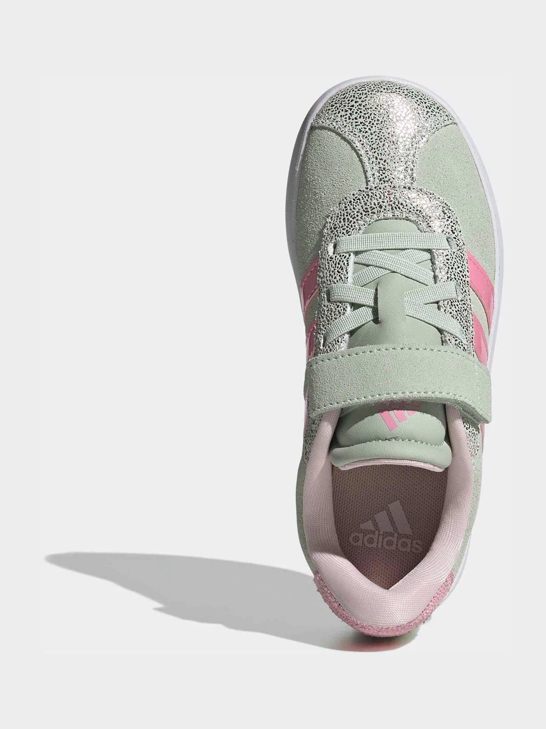 adidas Green VL Court 3.0 Elastic Lace Kids Trainers