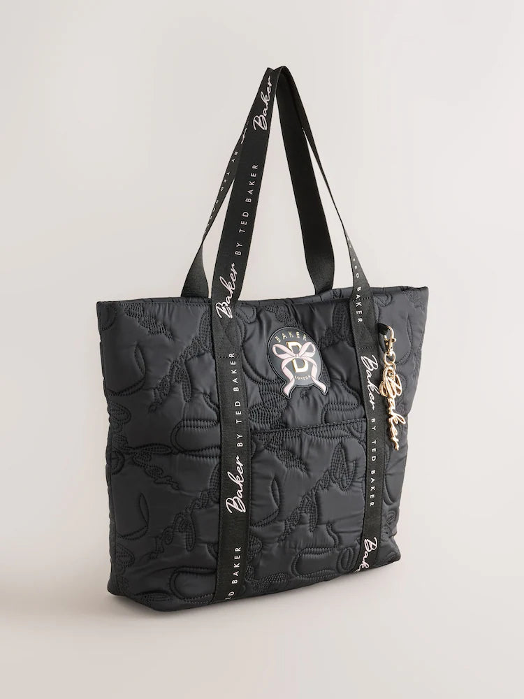Baker by Ted Baker Black Back to School Childrens Quilted Bow Tote Bag