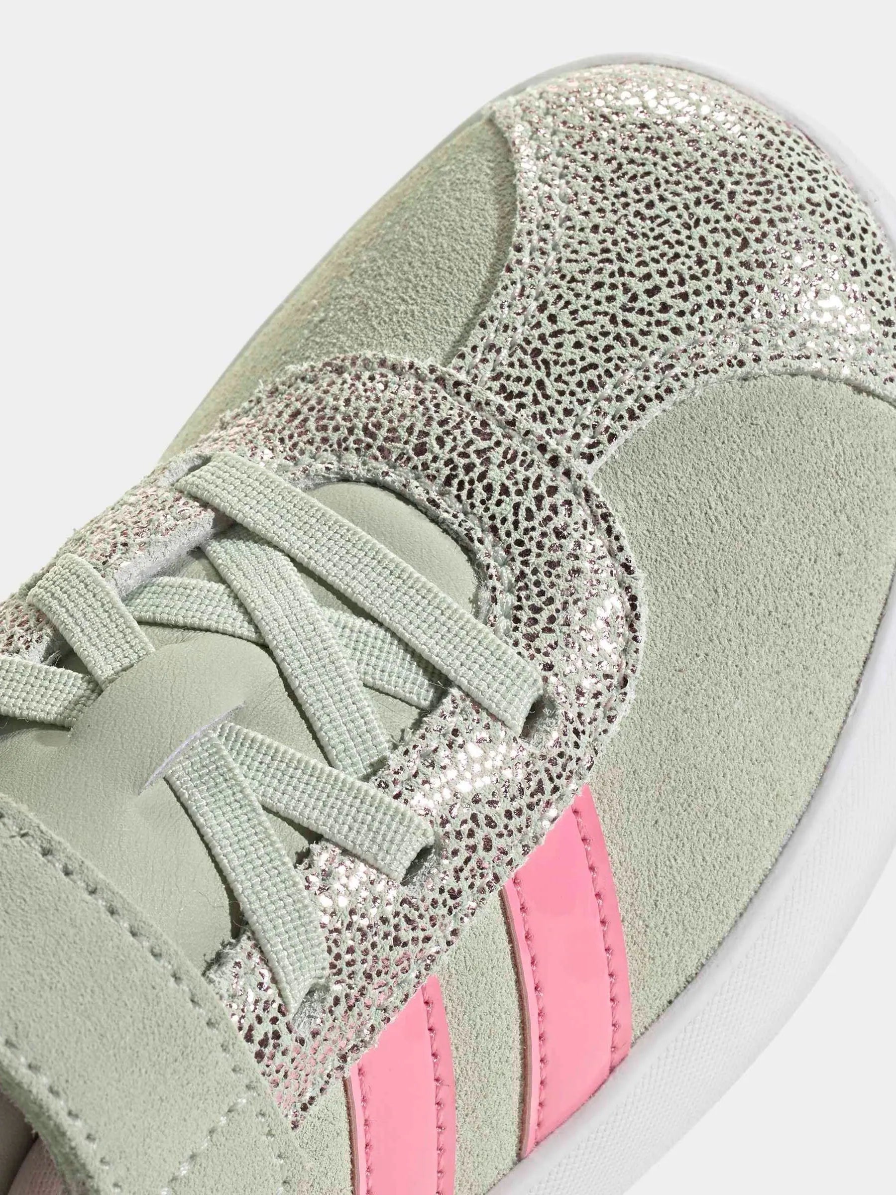 adidas Green VL Court 3.0 Elastic Lace Kids Trainers