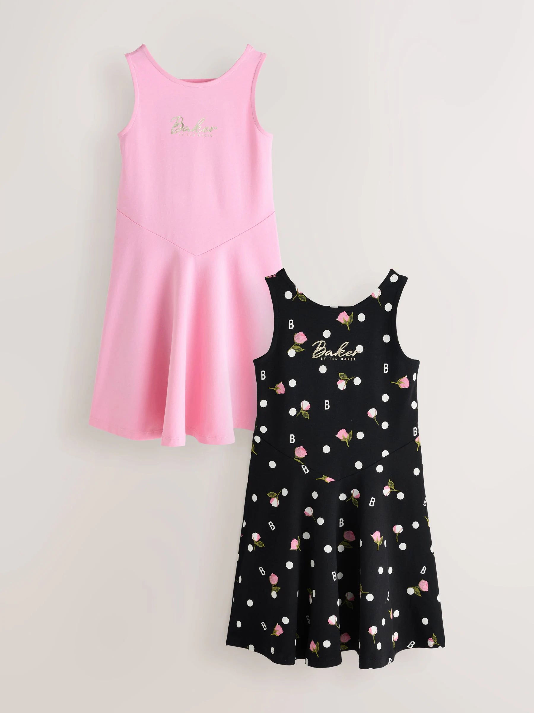 Baker by Ted Baker Polka Dot Printed Jersey Dresses 2 Pack