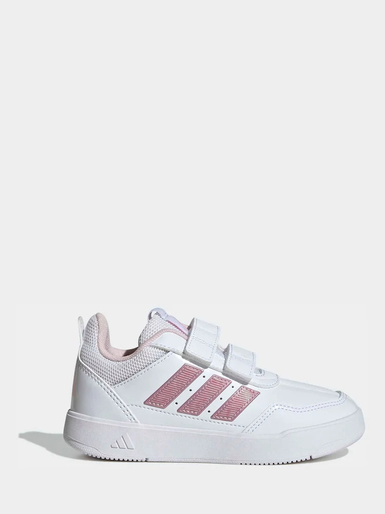 adidas White Pink Hook and Loop Tensaur Sport 3.0 Junior Trainers