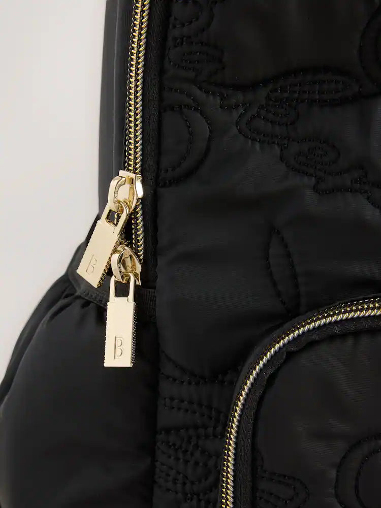 Baker by Ted Baker Black Back to School Childrens Quilted Bow Backpack