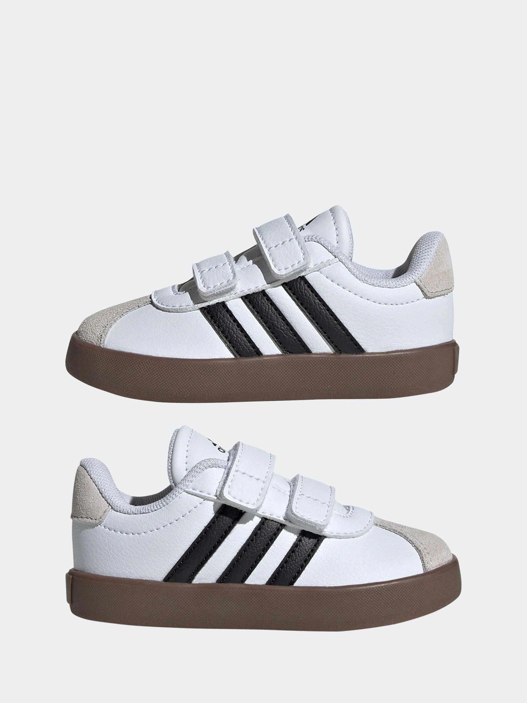 adidas White/Black VL Court 3.0 Hook and Loop Infant Trainers