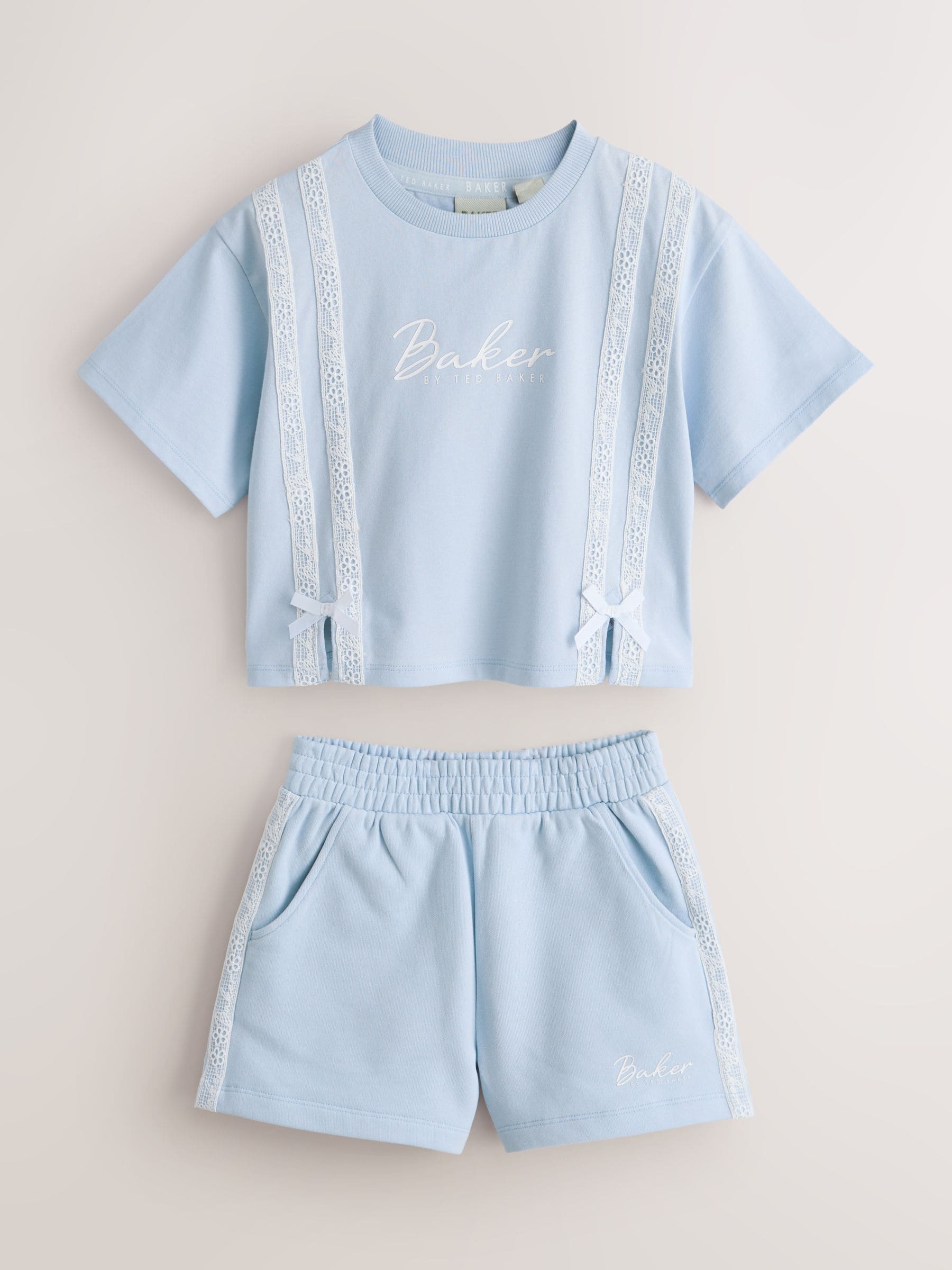 Baker by Ted Baker 2 Piece Lace Trim T-Shirt & Shorts Set