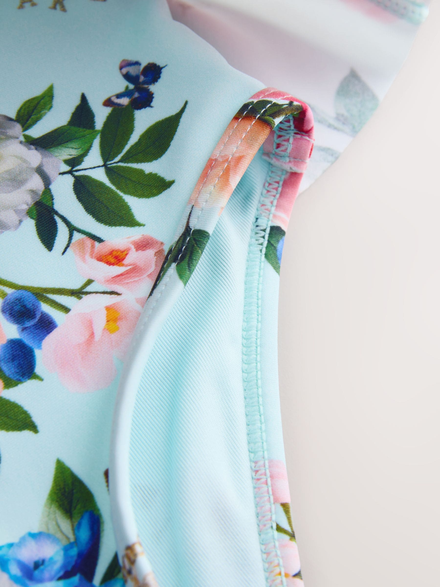 Baker by Ted Baker Mint Green Long Sleeve Peplum Frill Swimsuit
