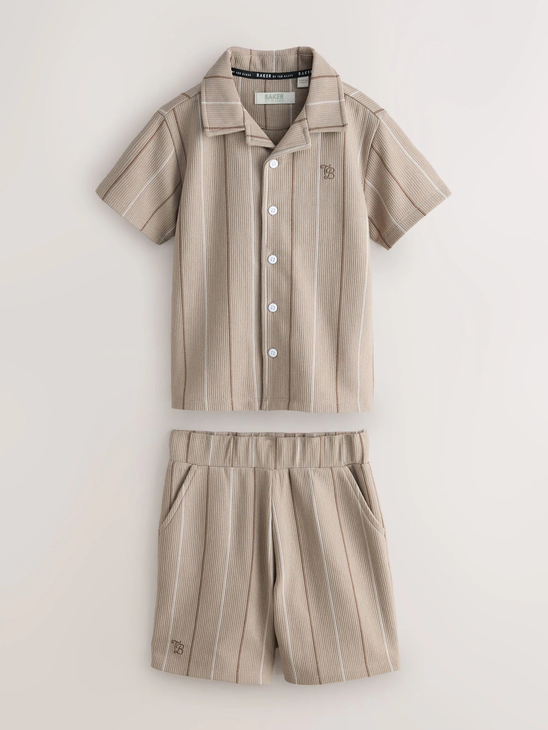Baker by Ted Baker Stripe Brown Shirt and Shorts Set
