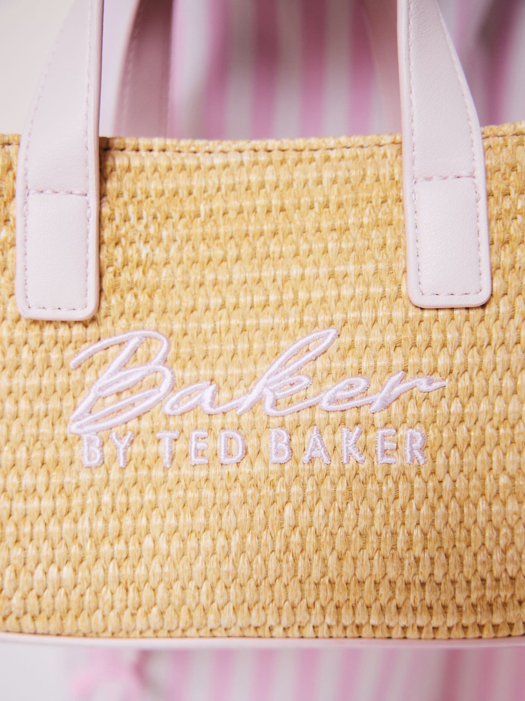 Baker By Ted Baker Childrens Natural/Pink Straw Effect Cross-Body Bag