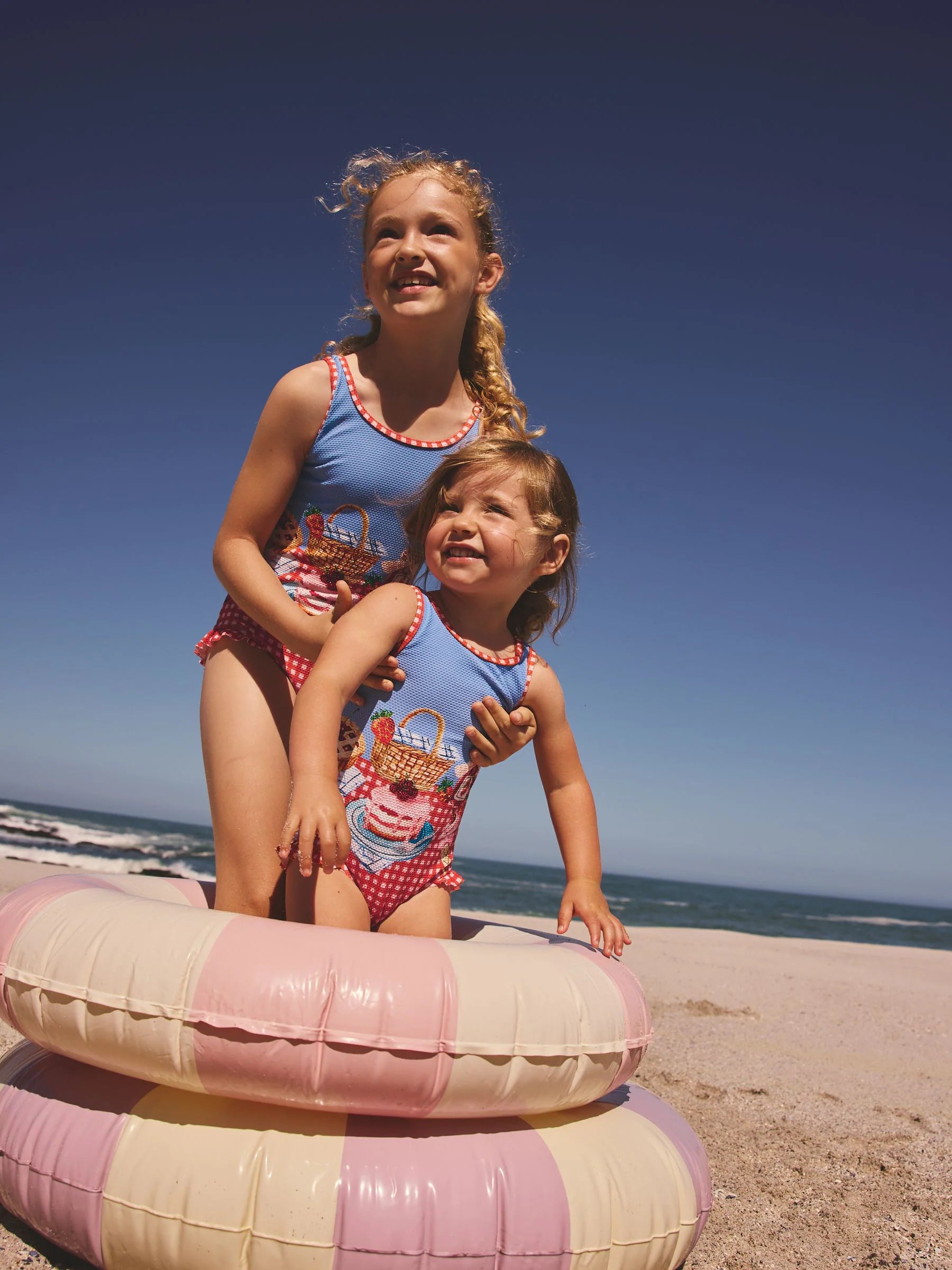 Red/Blue Gingham Picnic Frill Leg Swimsuit (3mths-10yrs)