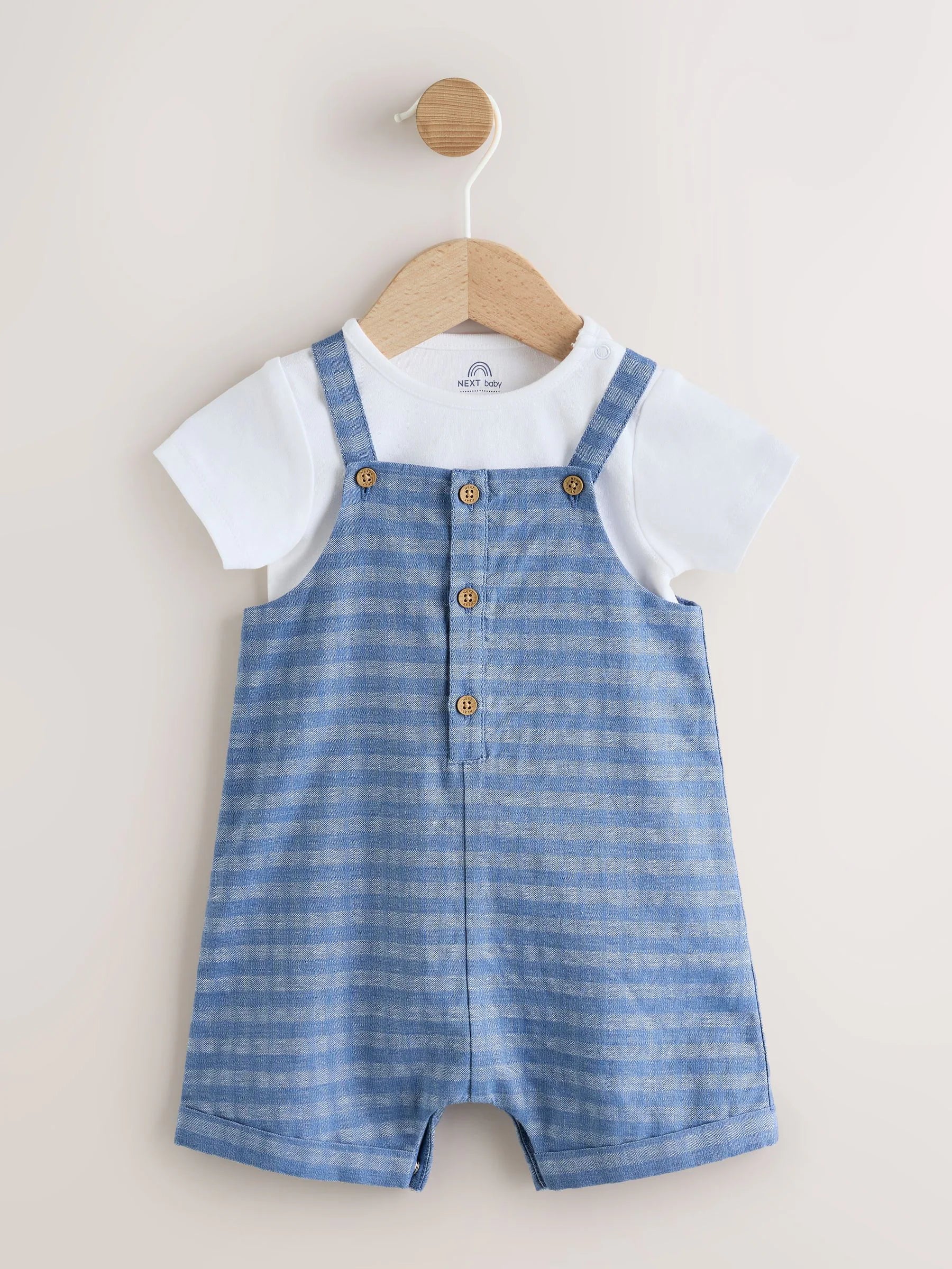 Blue Check Woven Dungaree and Bodysuit Set (0mths-2yrs)