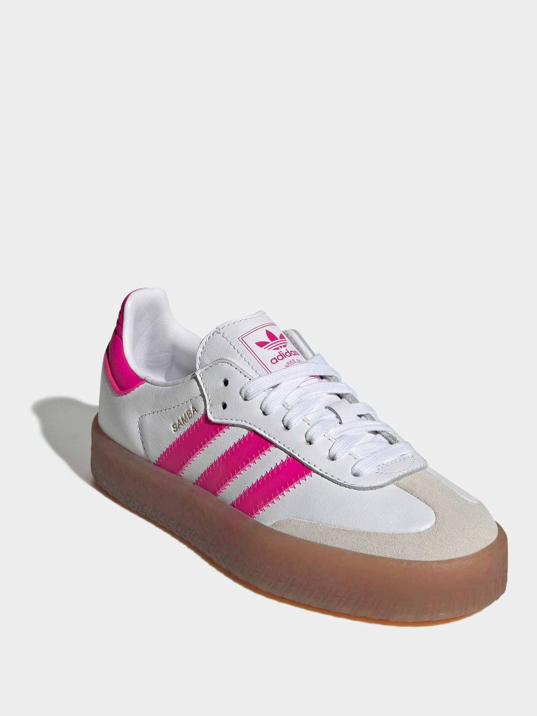 adidas Originals White/Pink Sambae Junior Trainers