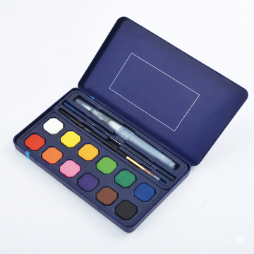 Giorgione Watercolour Set | 12 Colour Blocks | Painting and Drawing | Portable and Travel Friendly Metal Case | Return Gift