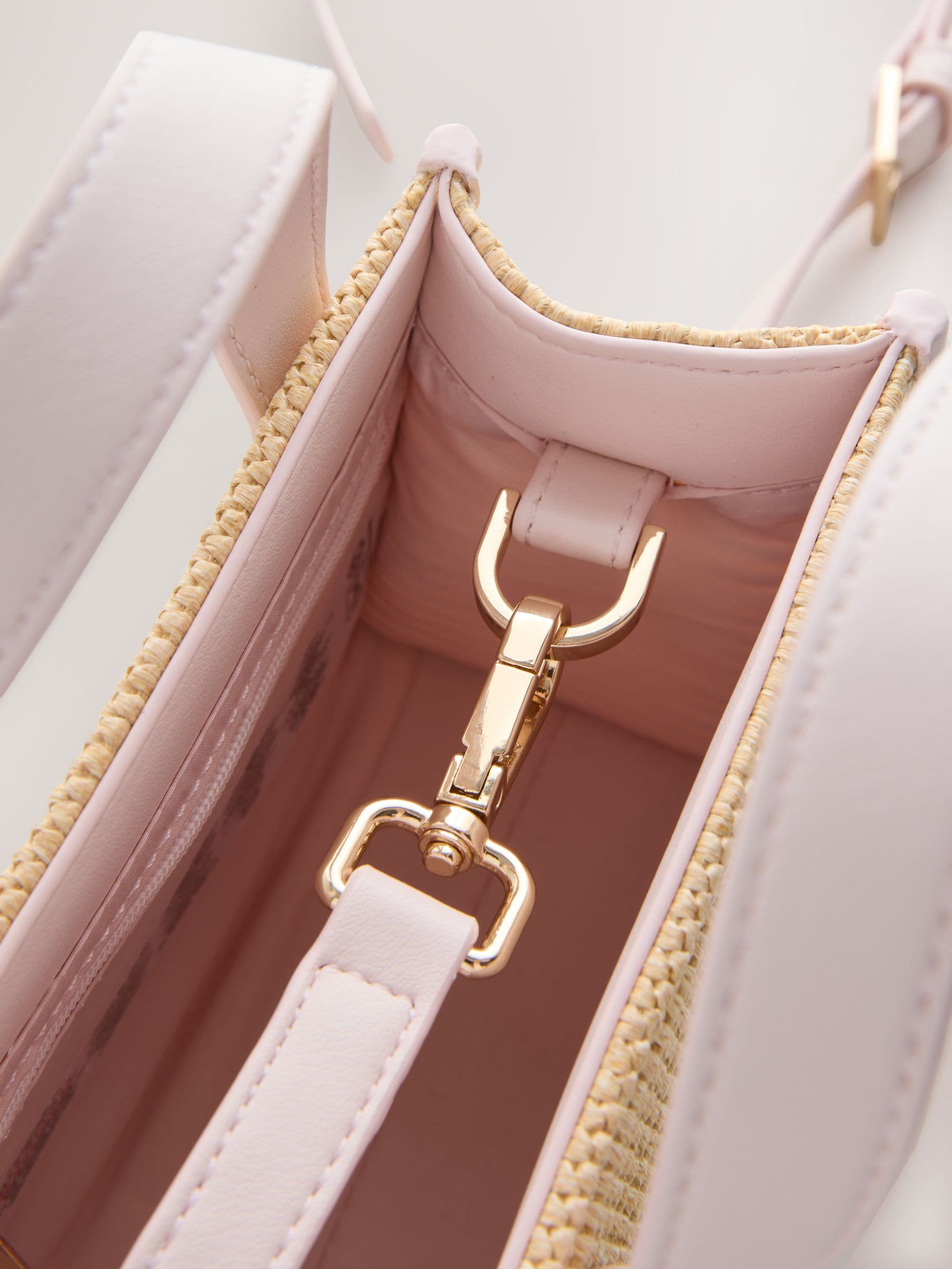 Baker By Ted Baker Childrens Natural/Pink Straw Effect Cross-Body Bag