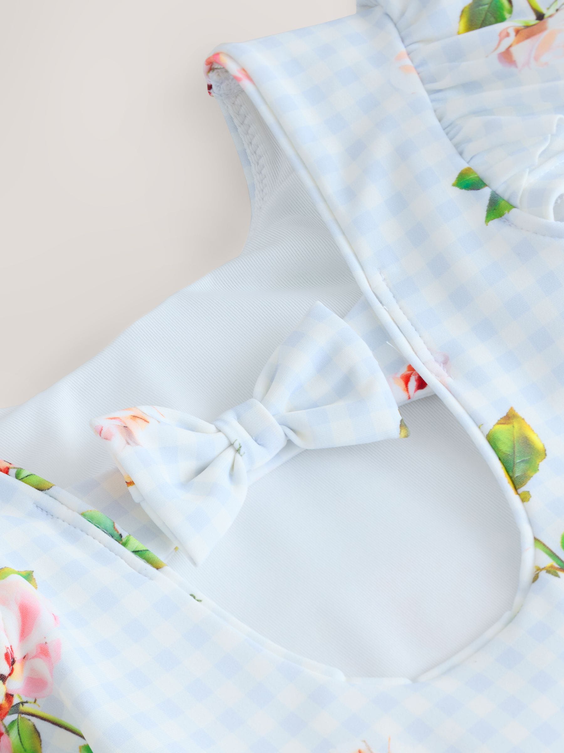 Baker by Ted Baker Gingham Print Puff Sleeve Swimsuit