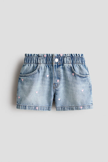 Embroidered Denim Shorts