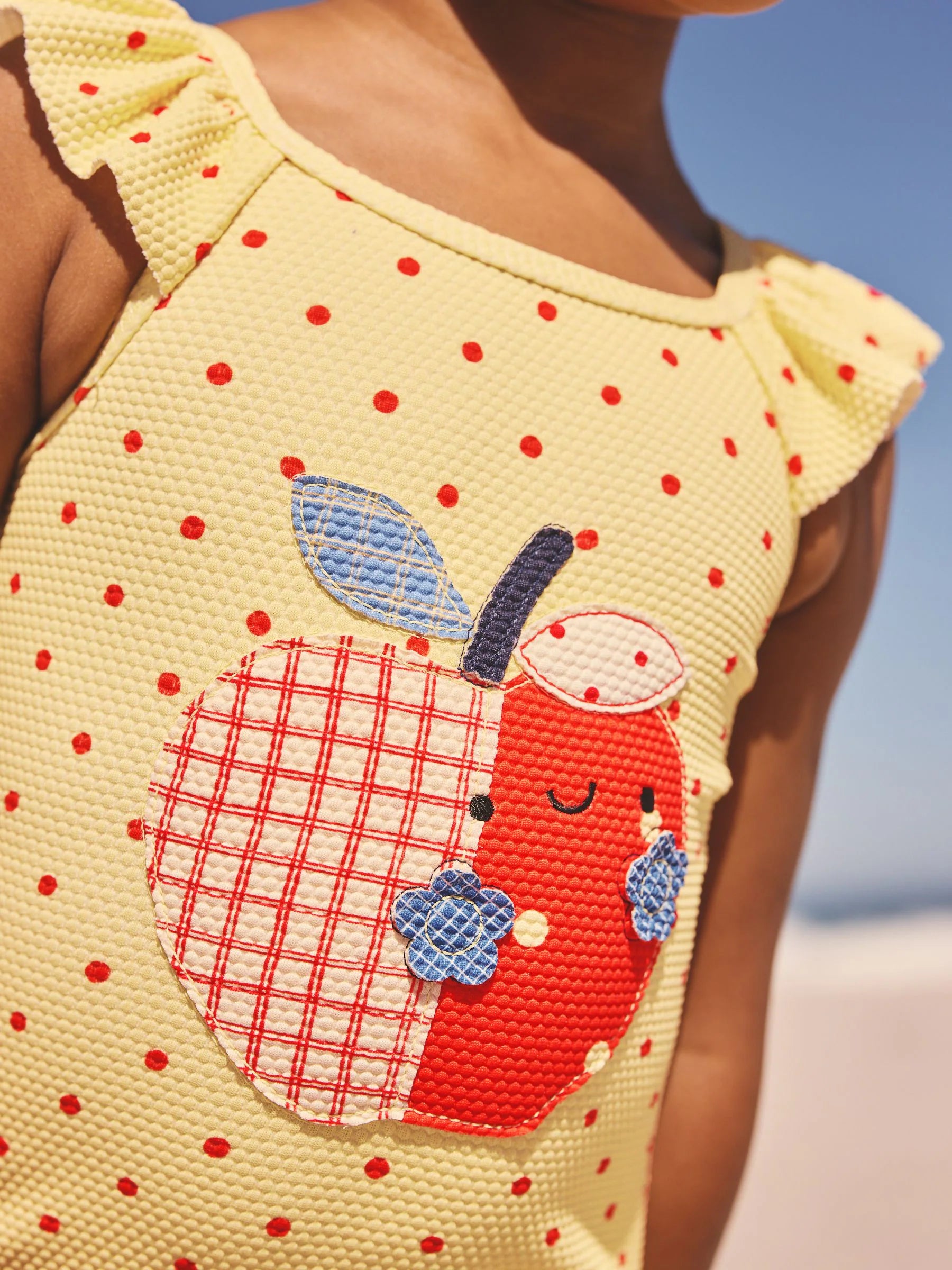 Yellow Apple Polka Dot Frill Swimsuit (3mths-7yrs)