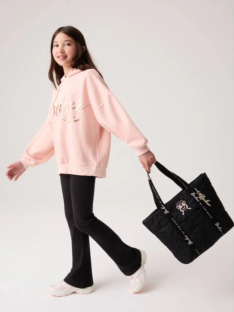 Baker by Ted Baker Black Back to School Childrens Quilted Bow Tote Bag