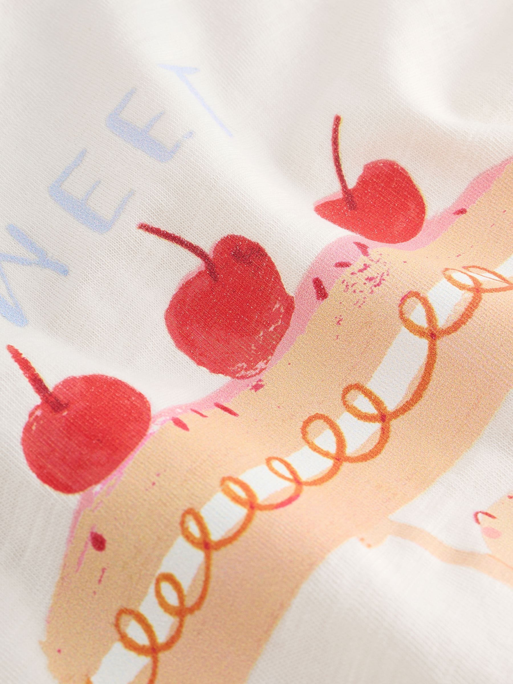 Ecru White Bunny Cherry Short Sleeve T-Shirt and Shorts Set (3mths-7yrs)