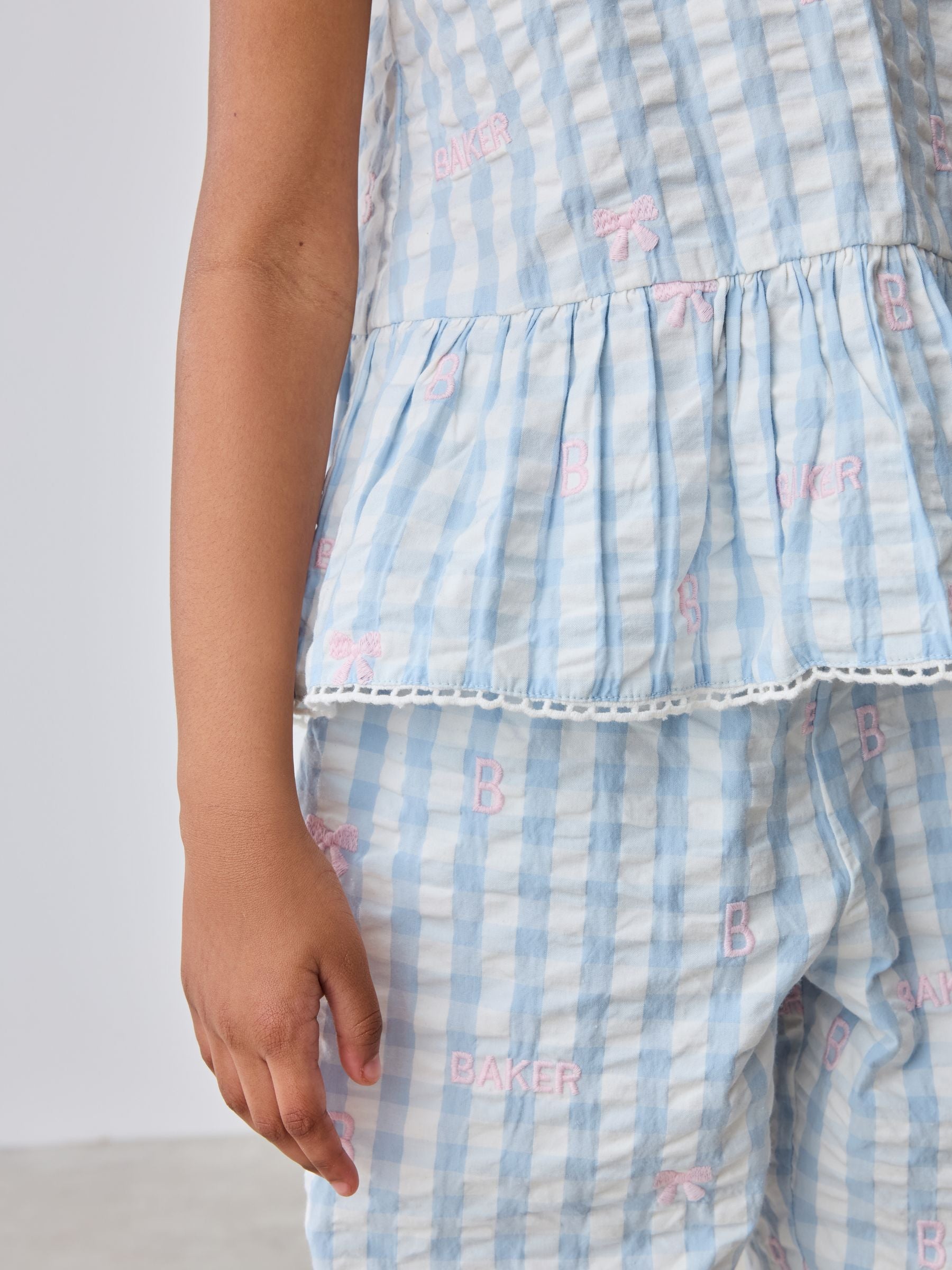 Baker by Ted Baker 2 Piece Peplum Gingham Top & Barrel Leg Trousers Set