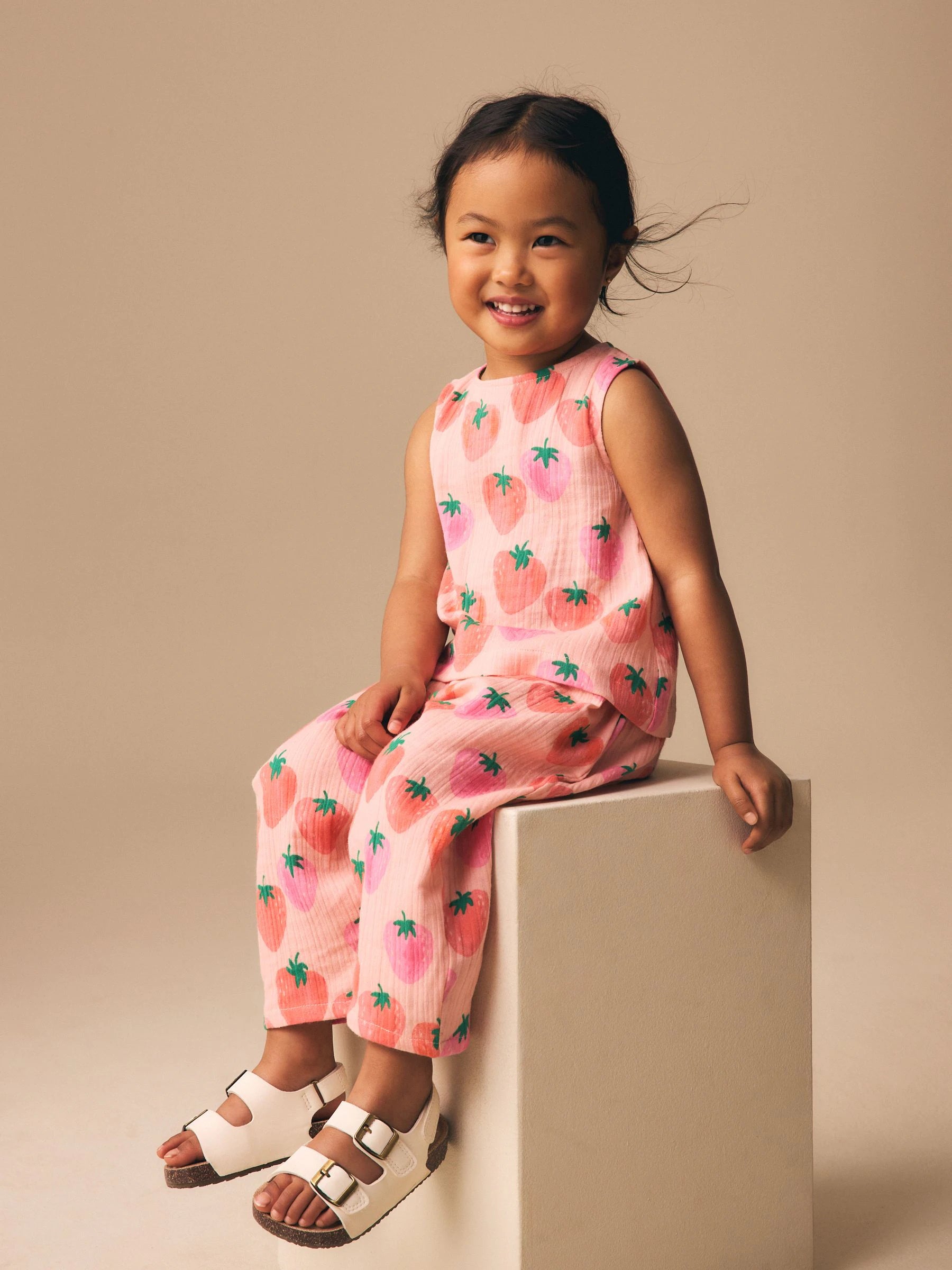 Pink Strawberry Print Top & Trousers Set (3mths-7yrs)