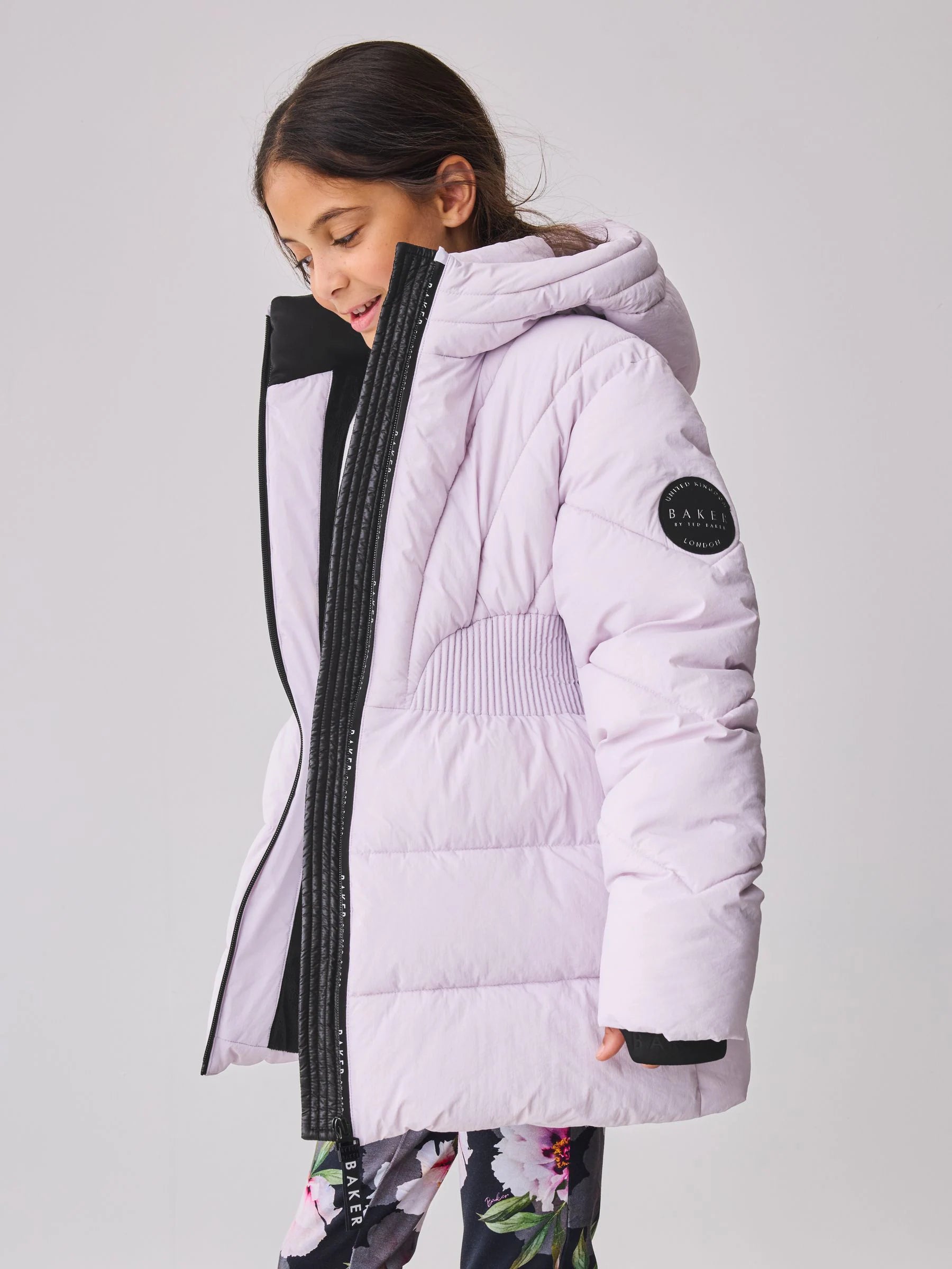 Baker by Ted Baker Shower Resistant Lilac Shirred Padded Coat