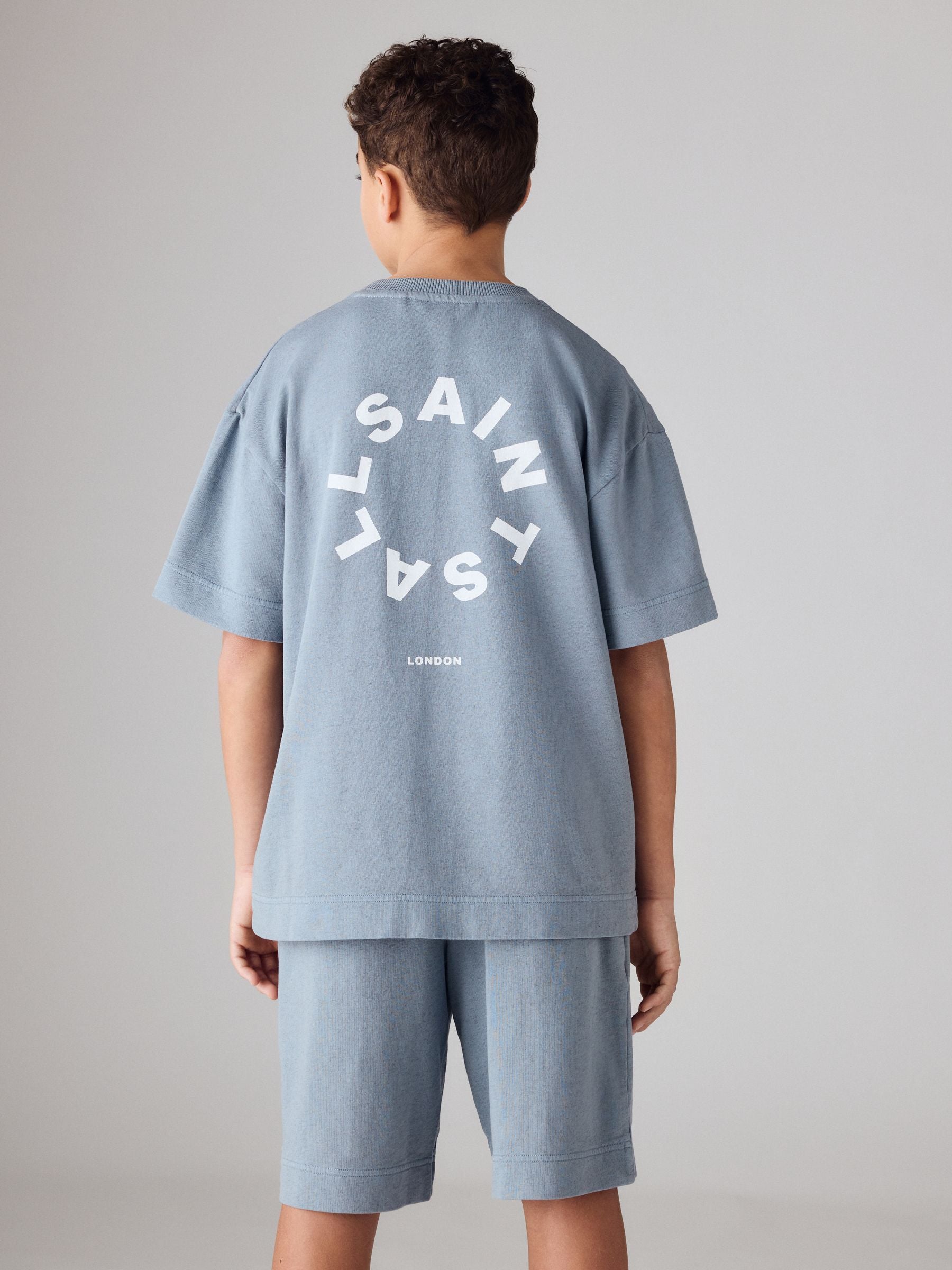 smALLSAINTS Blue Tierra T-Shirt and Sweat Shorts Set