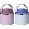 ThermoFlask 20 oz Insulated Food Jar, Leakproof Stainless Steel Food Containers, 2-Pack (Pink & Purple)