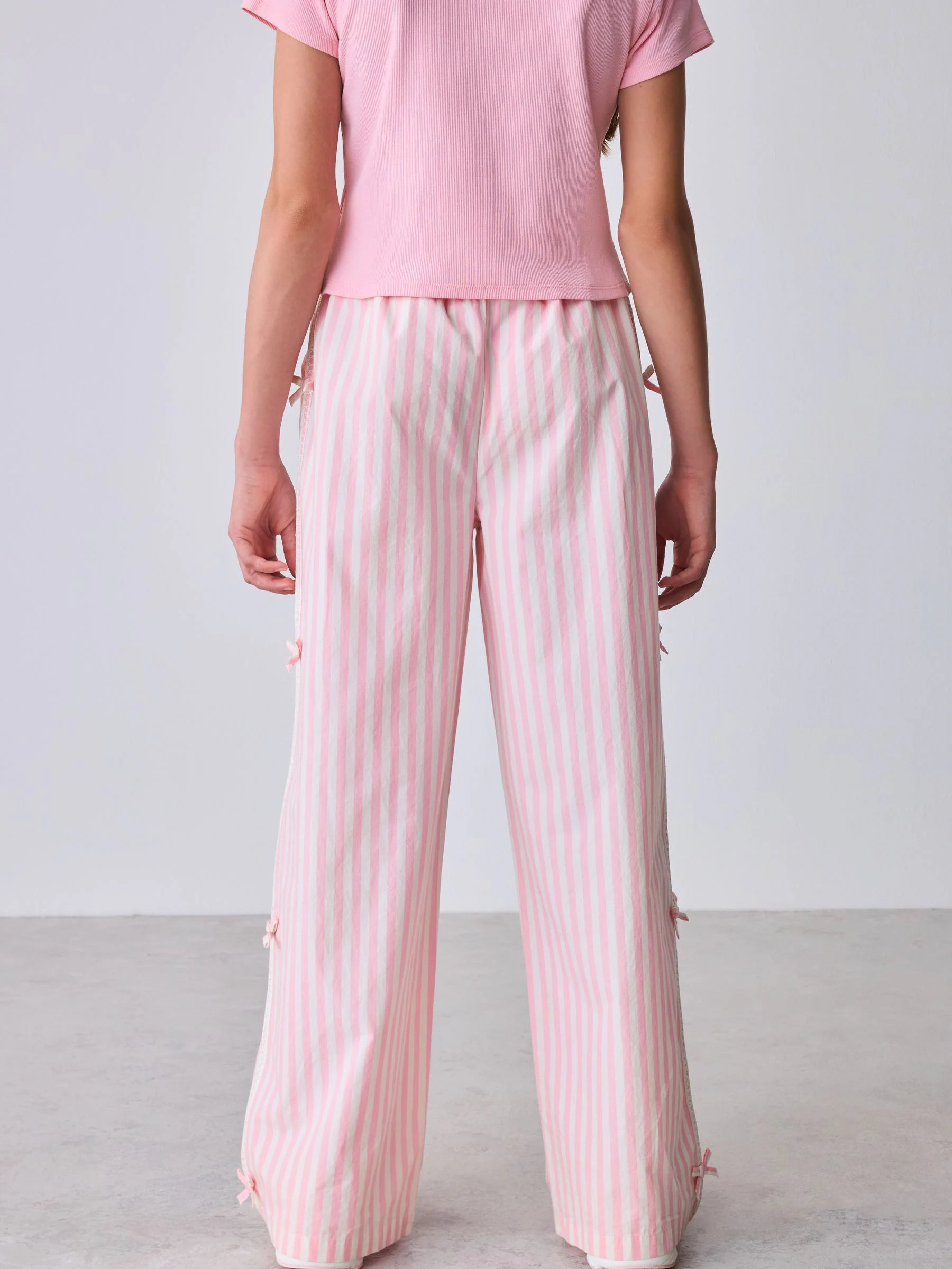 Baker by Ted Baker 2 Piece Pink Ribbed T-Shirt & Pinstripe Trousers Set