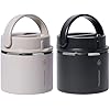 ThermoFlask 20 oz Insulated Food Jar, Leakproof Stainless Steel Food Containers, 2-Pack (Black & Gray)