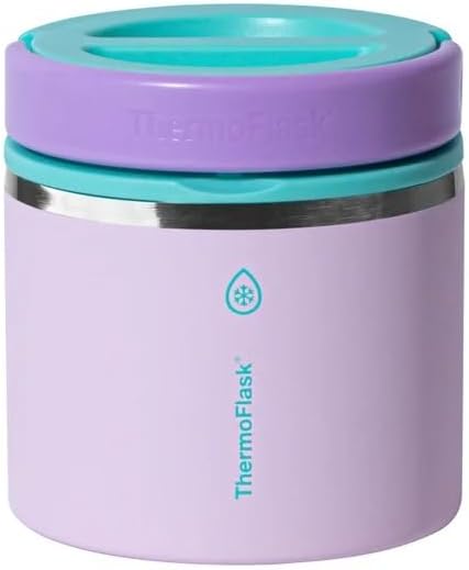 Thermoflask 20 oz Insulated Food Jar, 2-Pack, Pink and Blue, Hot 12 Hours Cold 24 Hours (Gray and Light Pink)