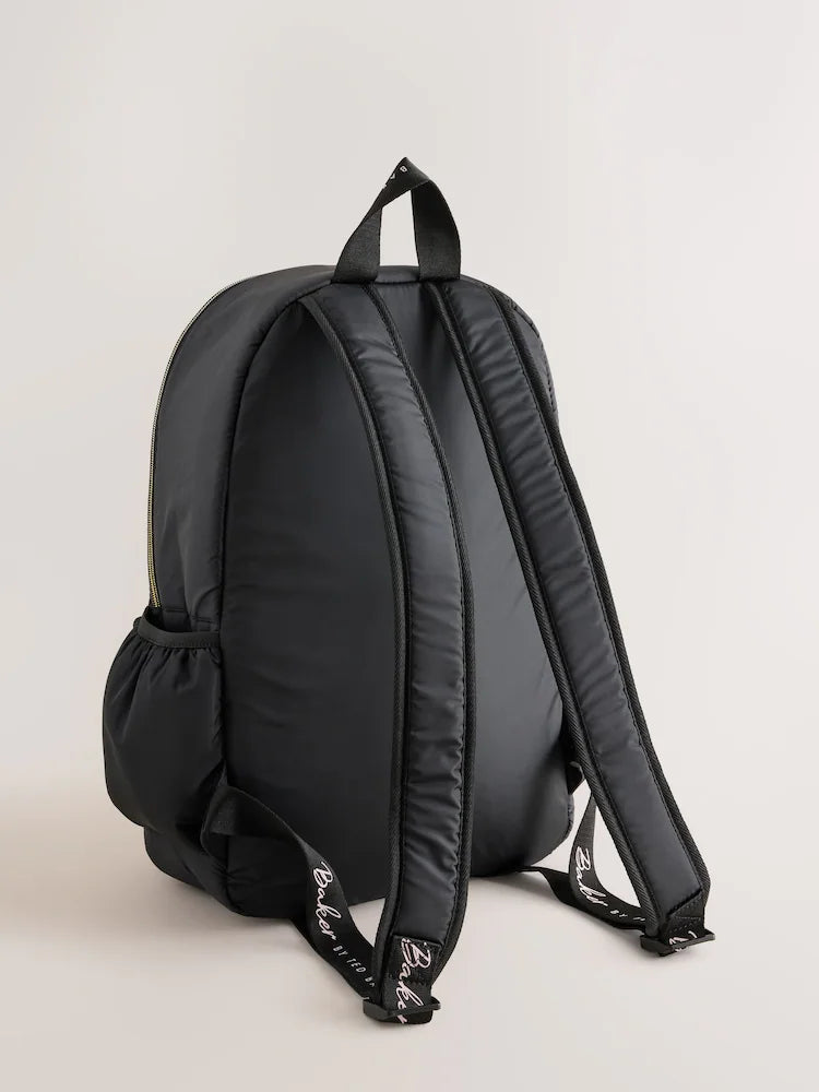 Baker by Ted Baker Black Back to School Childrens Quilted Bow Backpack