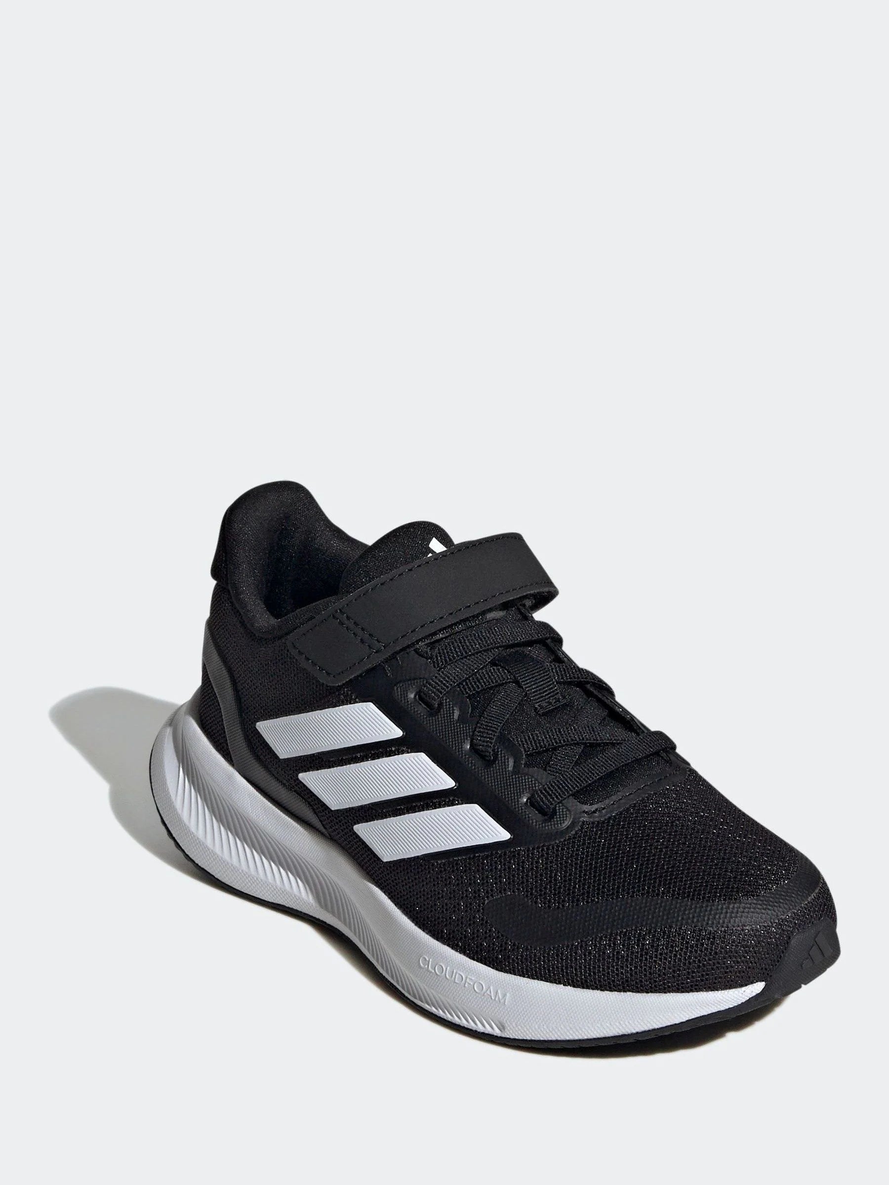 adidas Black/White Runfalcon 5 Elastic Lace Running Kids Trainers