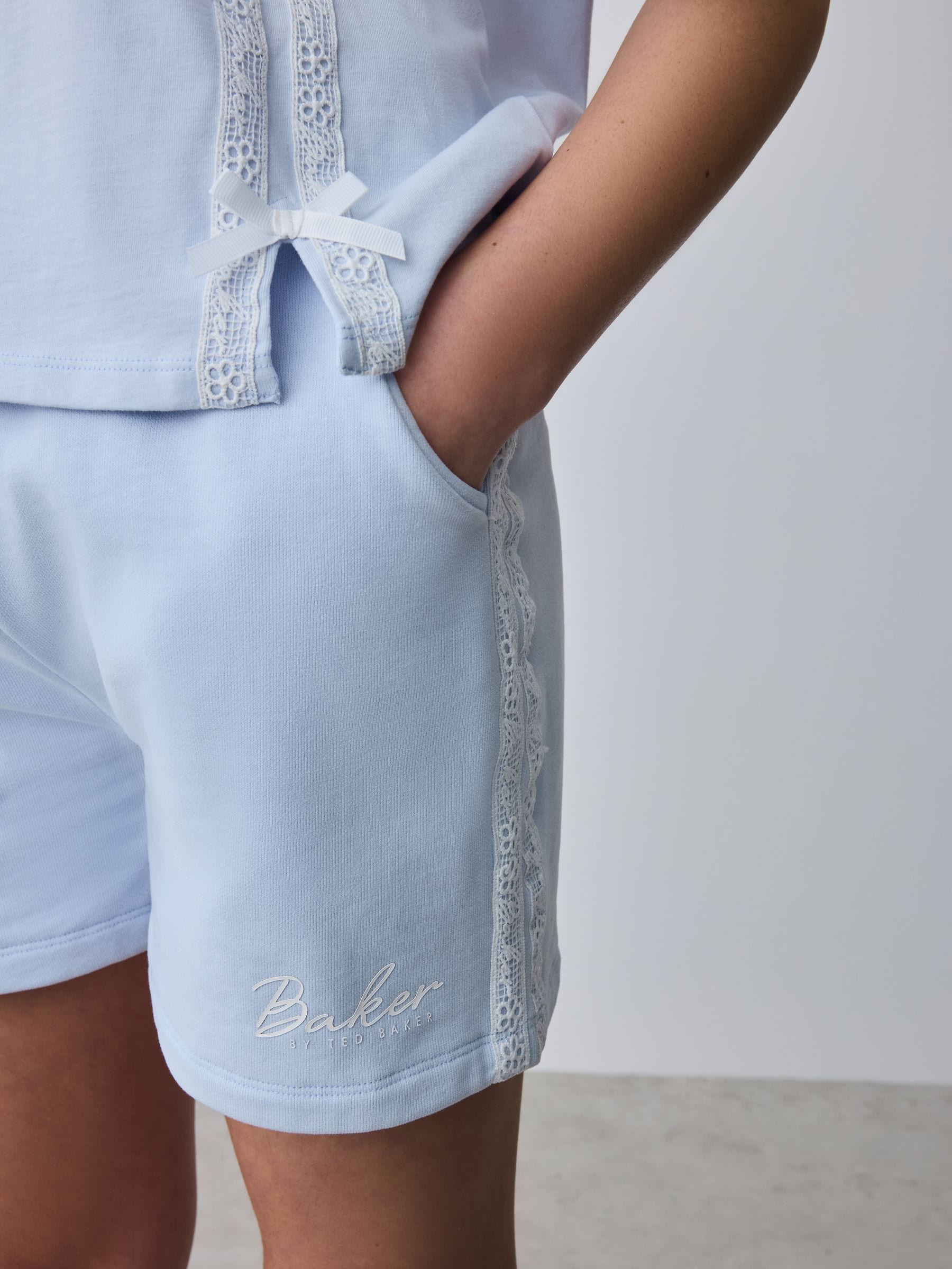 Baker by Ted Baker 2 Piece Lace Trim T-Shirt & Shorts Set