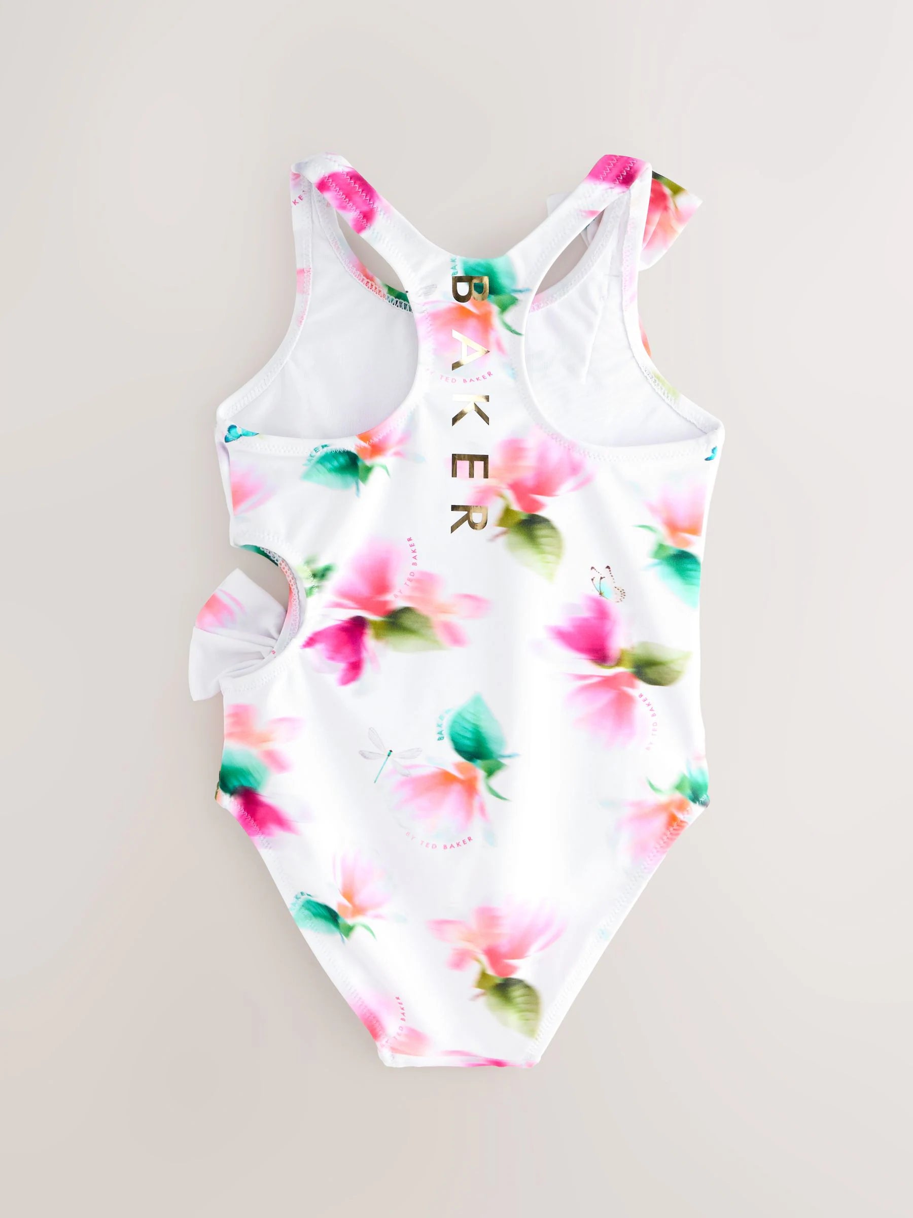 Baker by Ted Baker Pink Cut Out Floral Swimsuit & Hair Scrunchie