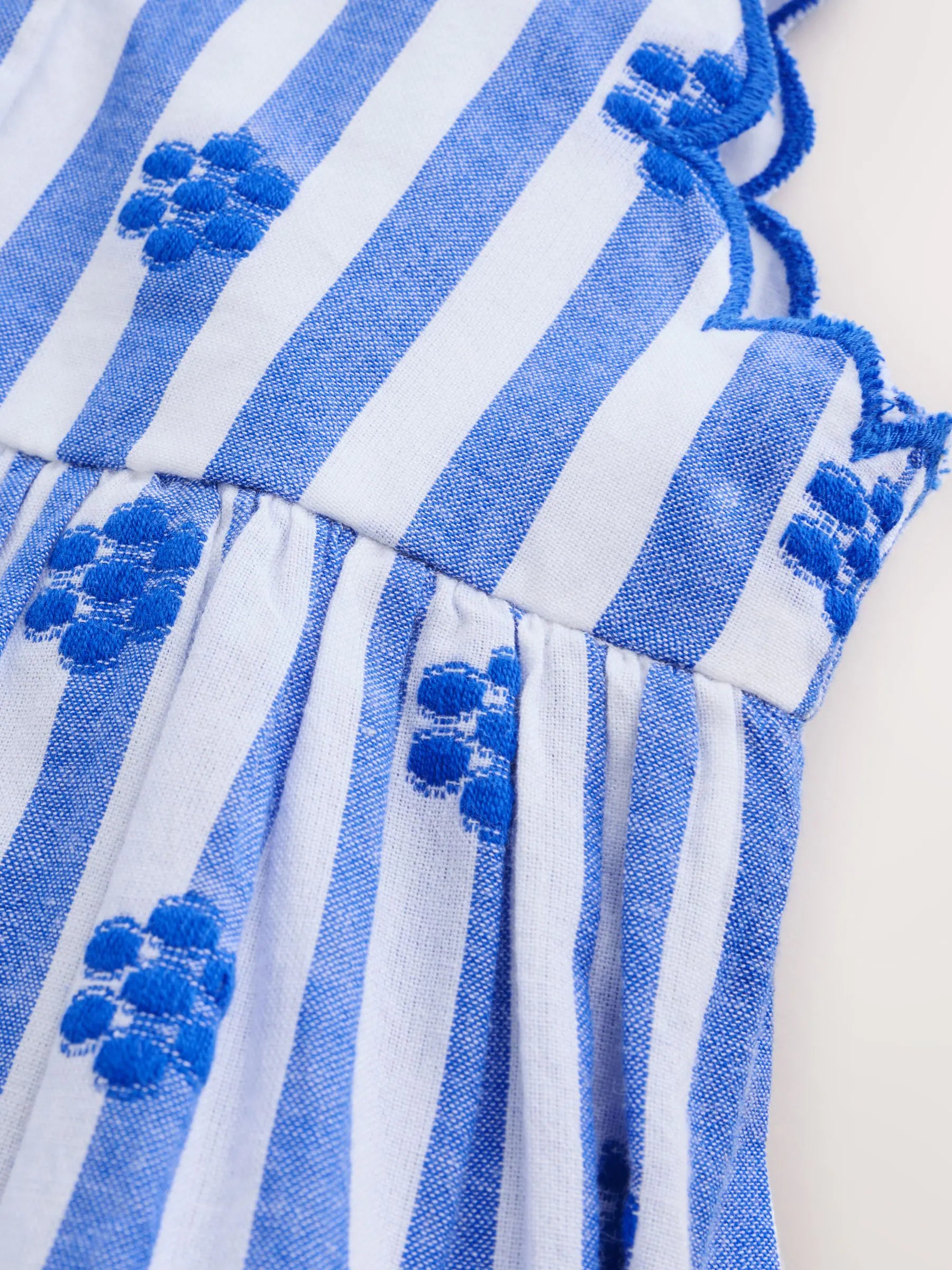 Blue Stripe Woven Baby Dress With Intergrated Bodysuit (0mths-2yrs)