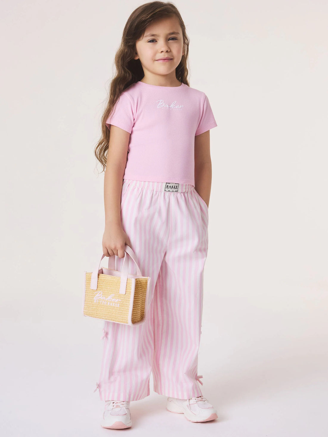 Baker By Ted Baker Childrens Natural/Pink Straw Effect Cross-Body Bag