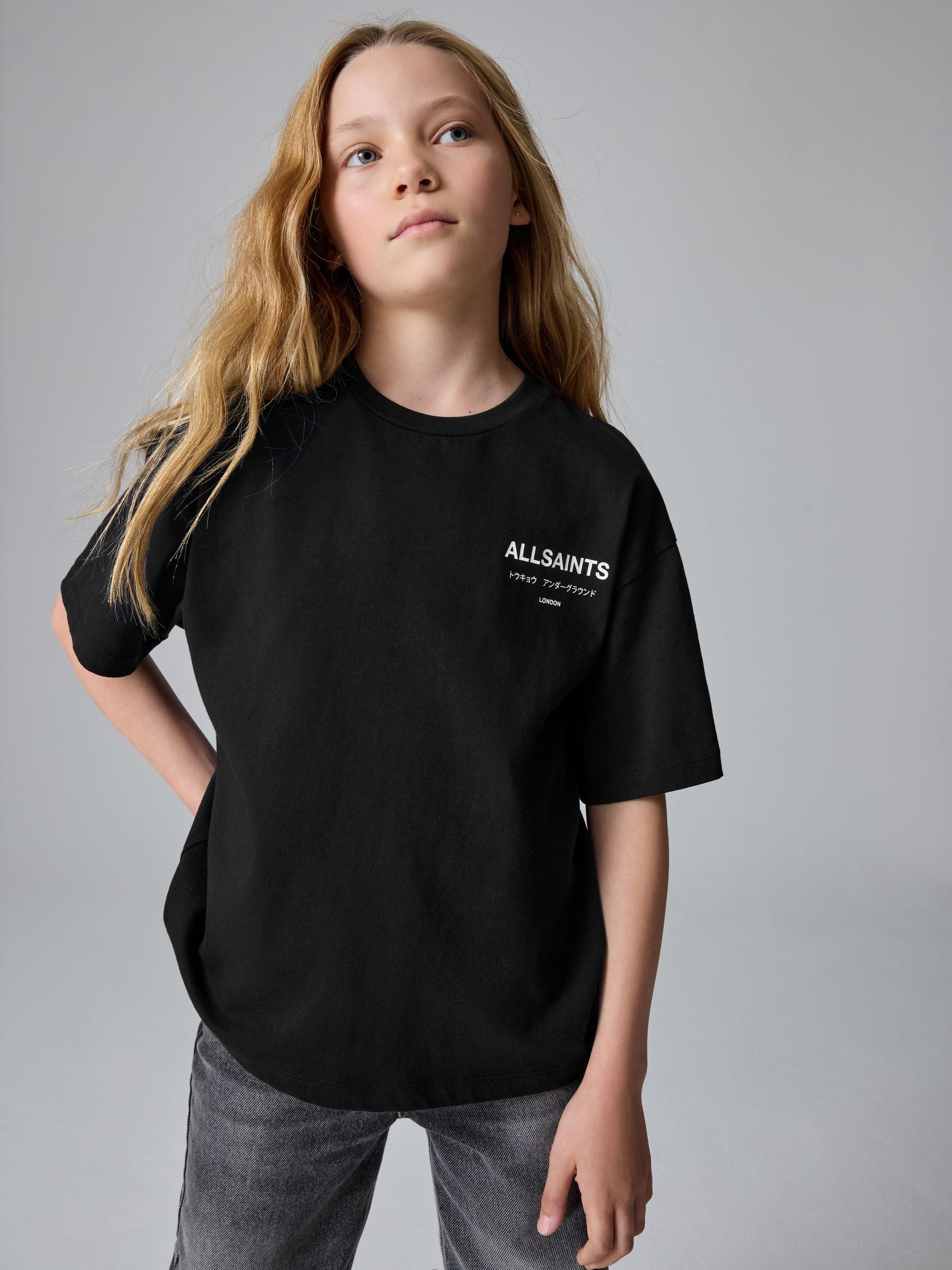 smALLSAINTS Black Oversized Underground Crew Neck Cotton T-Shirt