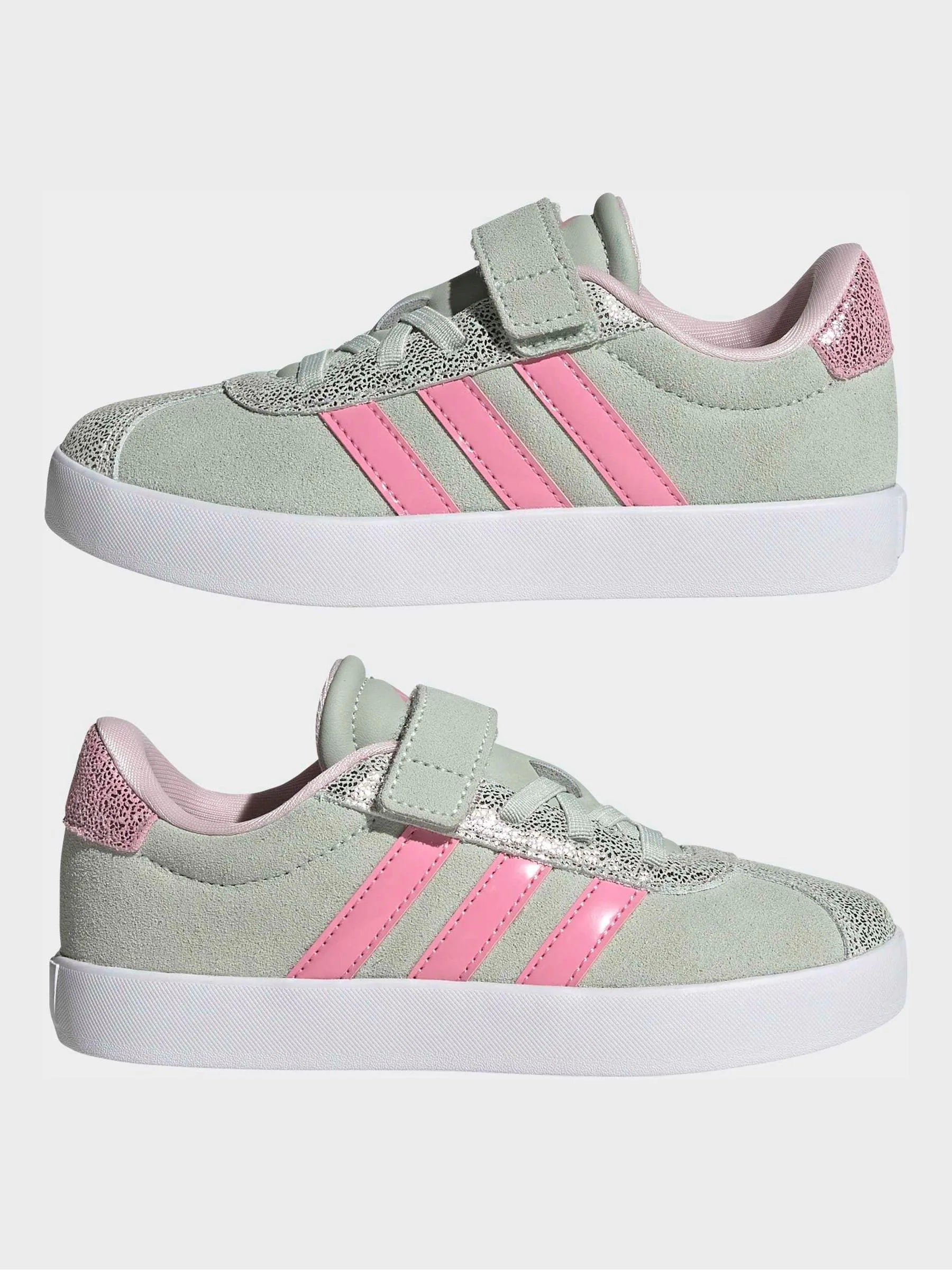 adidas Green VL Court 3.0 Elastic Lace Kids Trainers