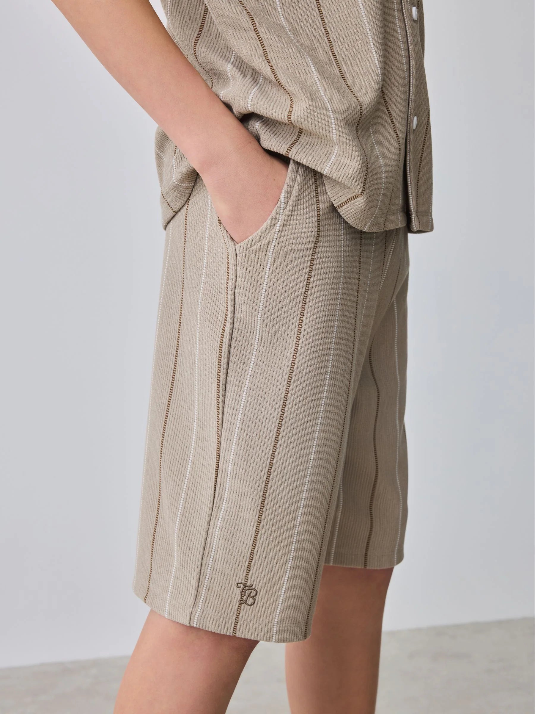 Baker by Ted Baker Stripe Brown Shirt and Shorts Set
