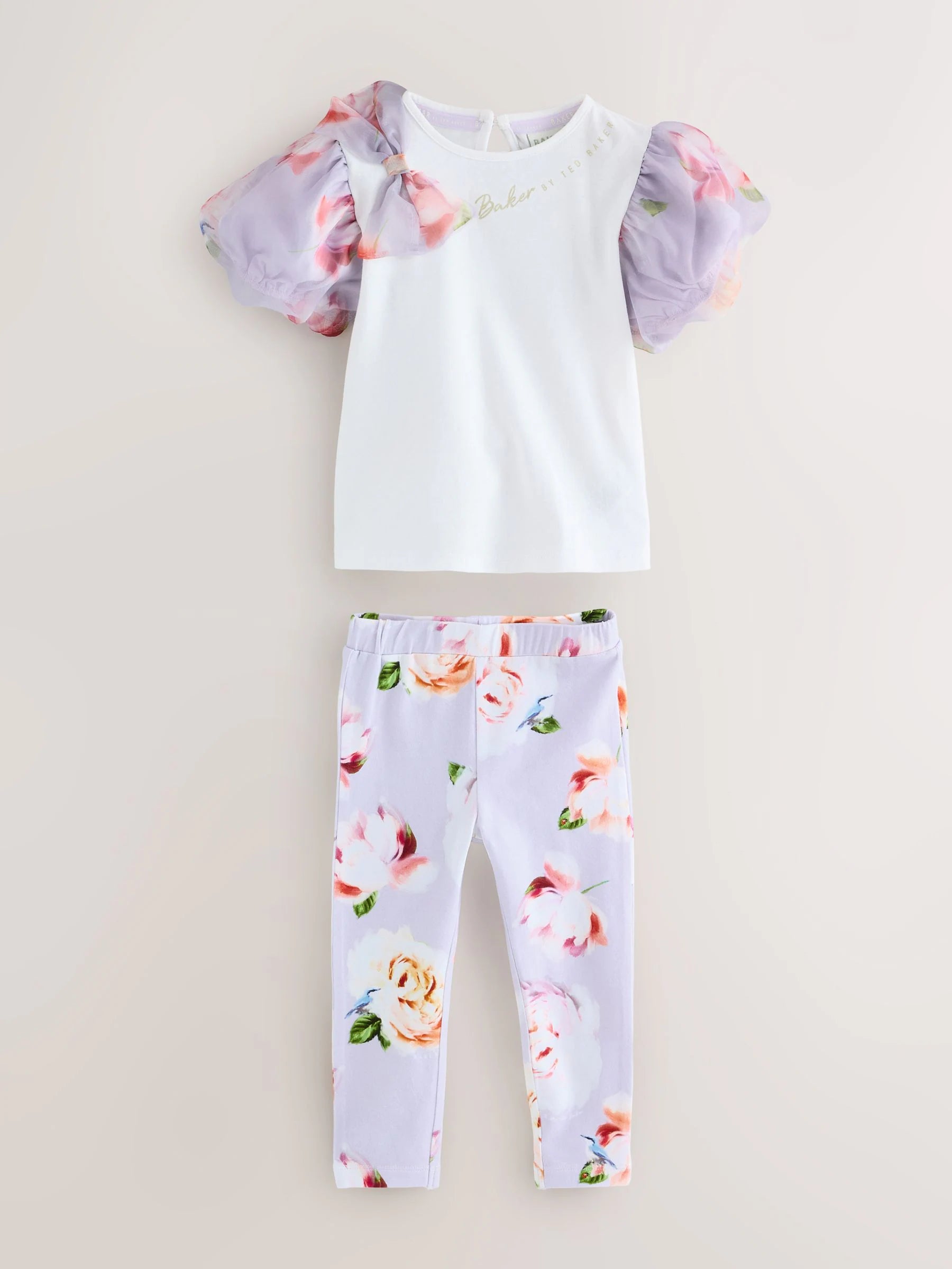 Baker by Ted Baker Organza Sleeve Bow Detail Top & Legging 2 Piece Set