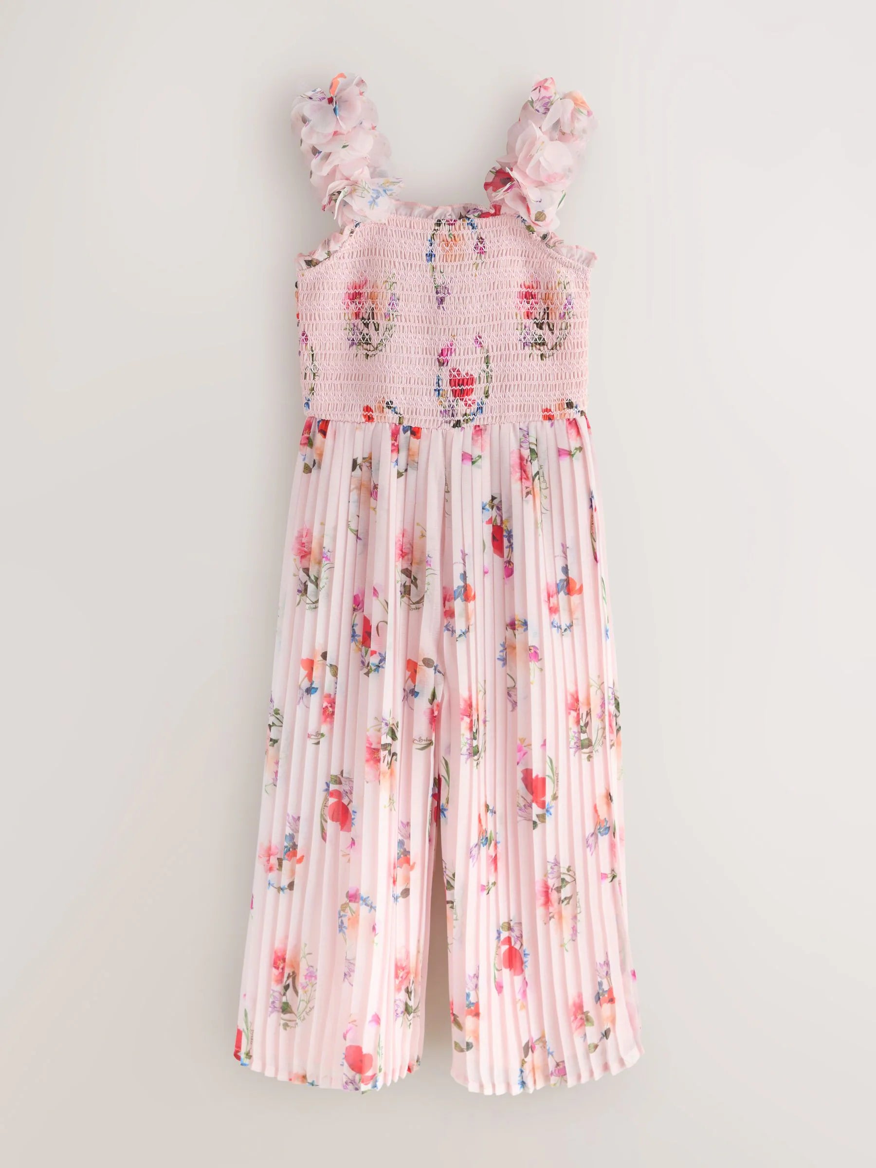 Baker by Ted Baker 3D Floral Strappy Pleated Wide Leg Jumpsuit