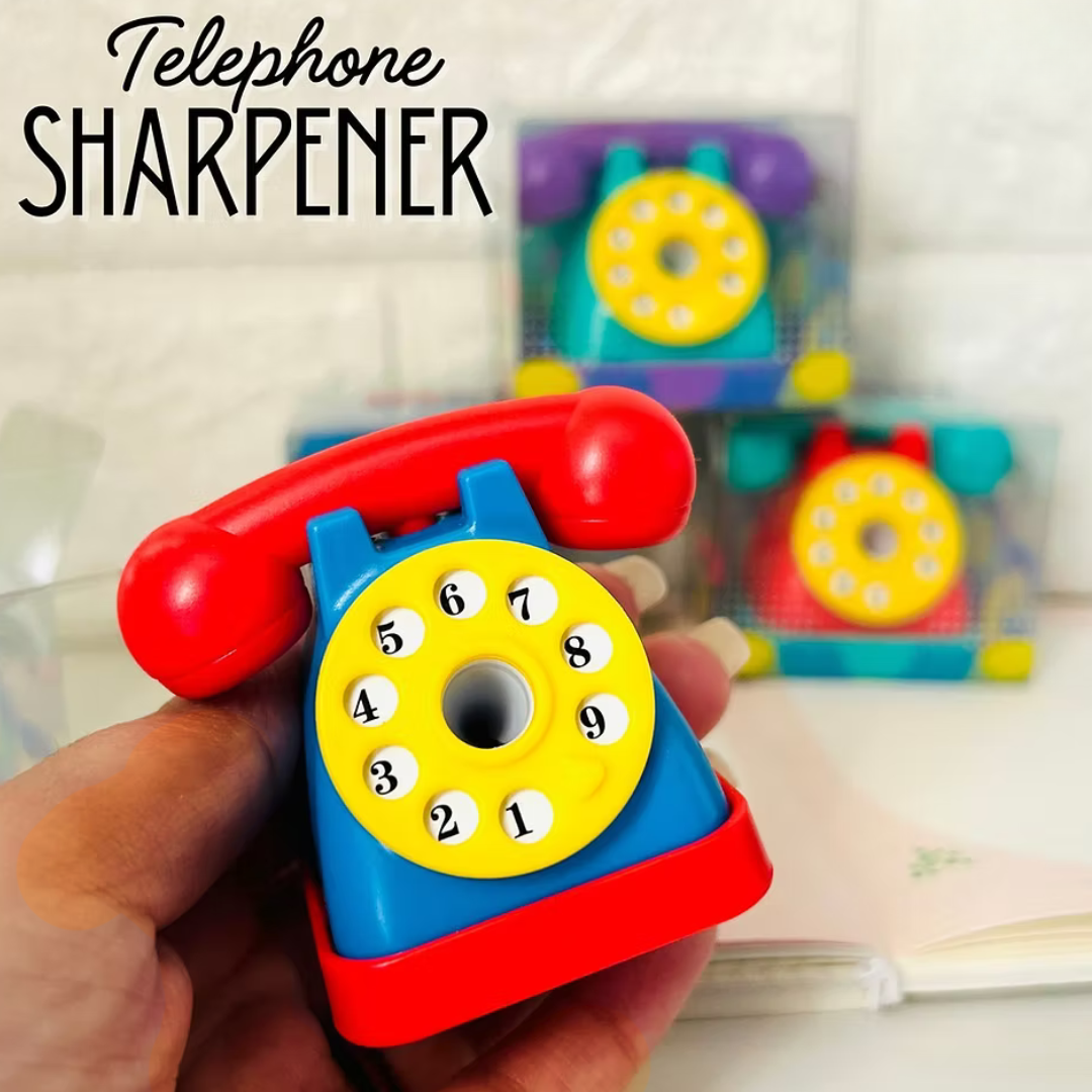 Telephone Sharpener | Pack of Two Sharpeners | Vibrant Colours | Attractive Stationery
