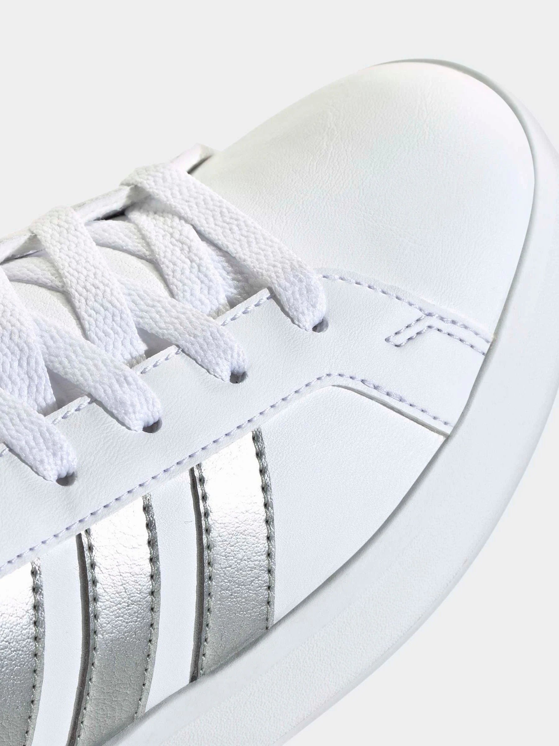 adidas White/Silver Grand Court 3.0 Junior Trainers