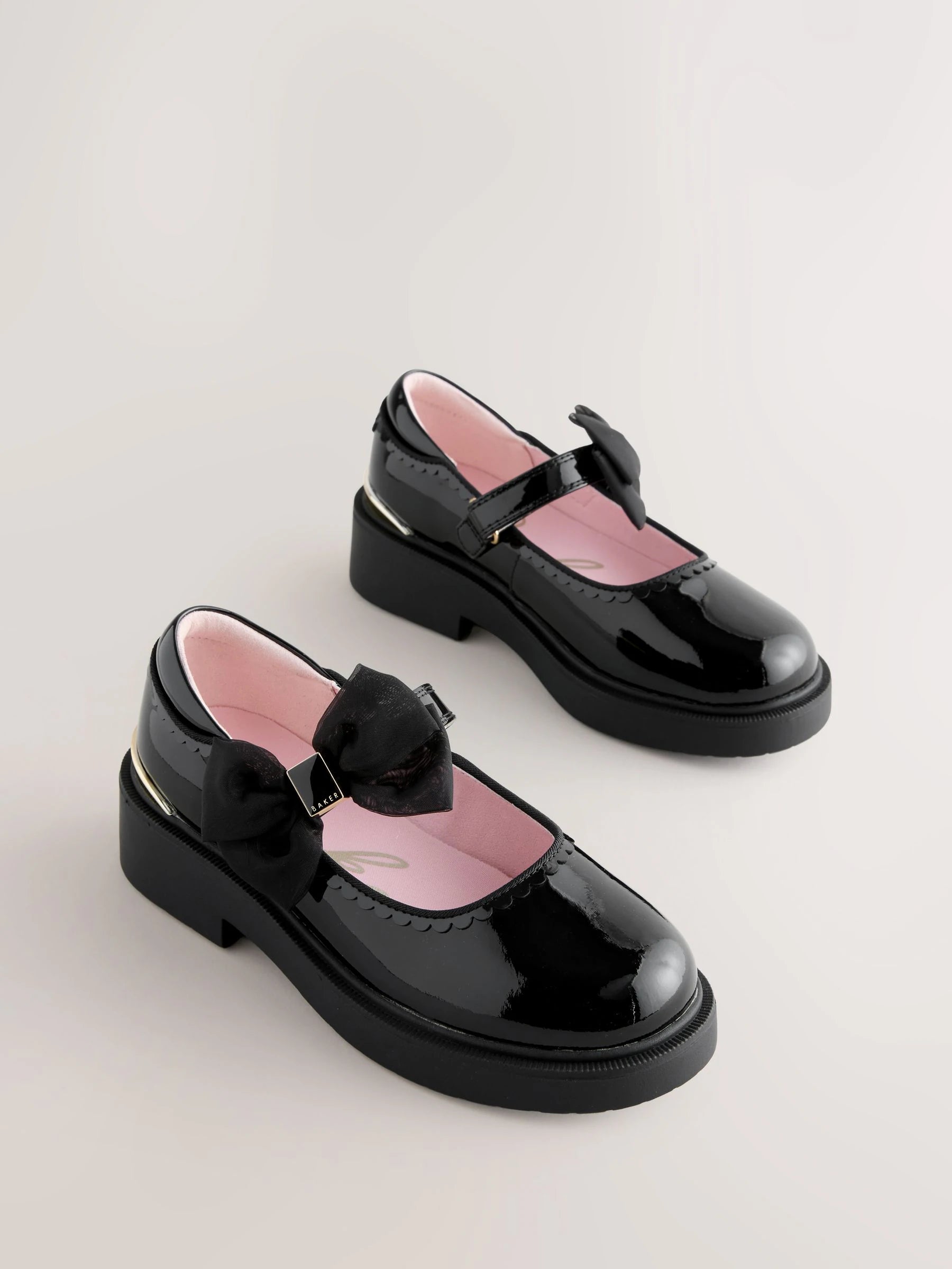 Baker by Ted Baker Back to School Organza Side Bow Mary Jane Black Shoes