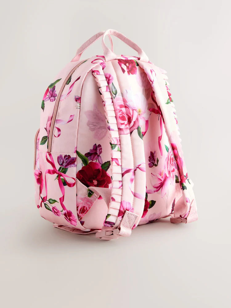 Baker by Ted Baker Girls Pink Back to School Floral Print Bow Backpack