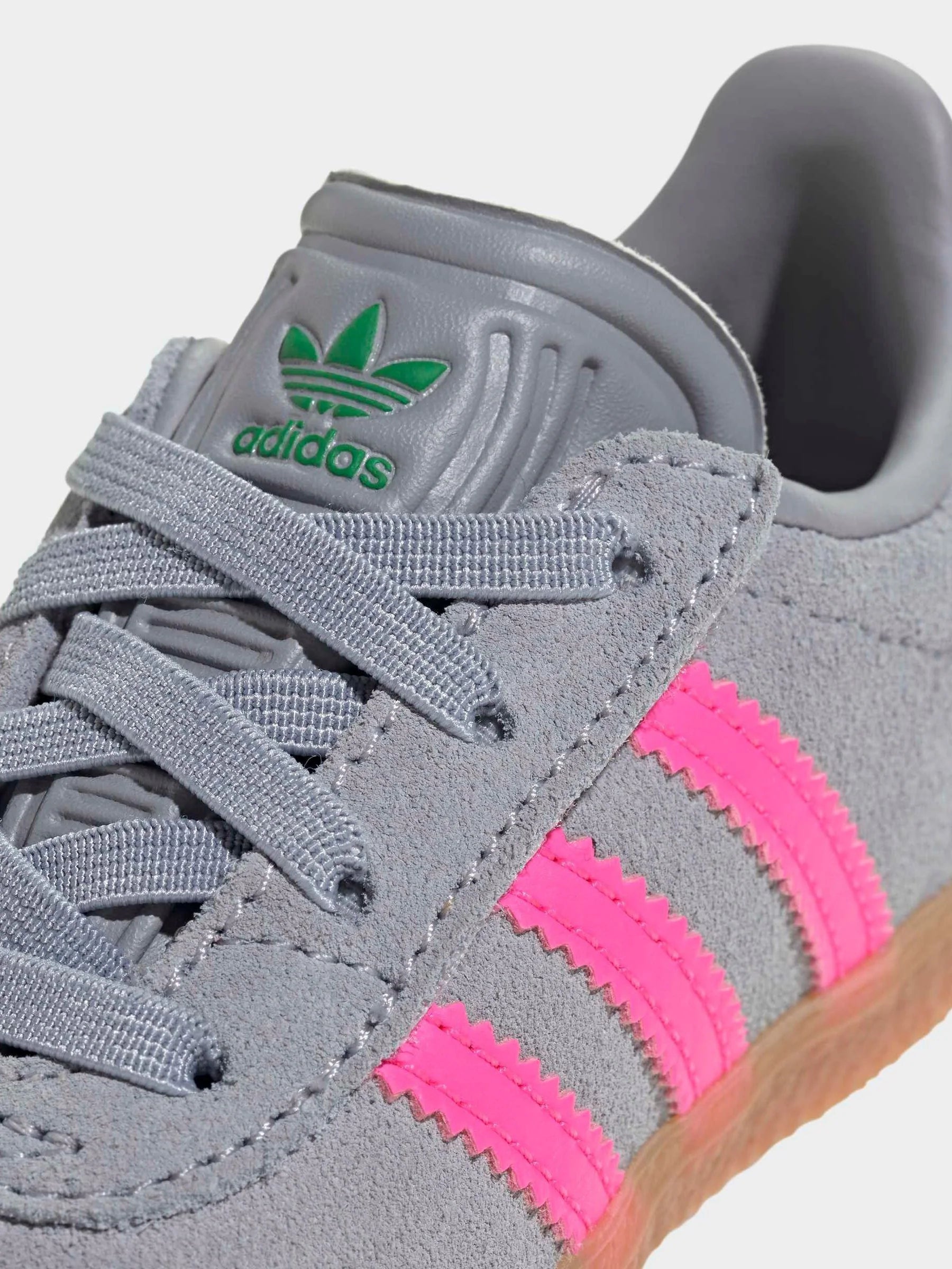 adidas Originals Grey/Pink Gazelle Comfort Closure Elastic Laces Infant Trainers