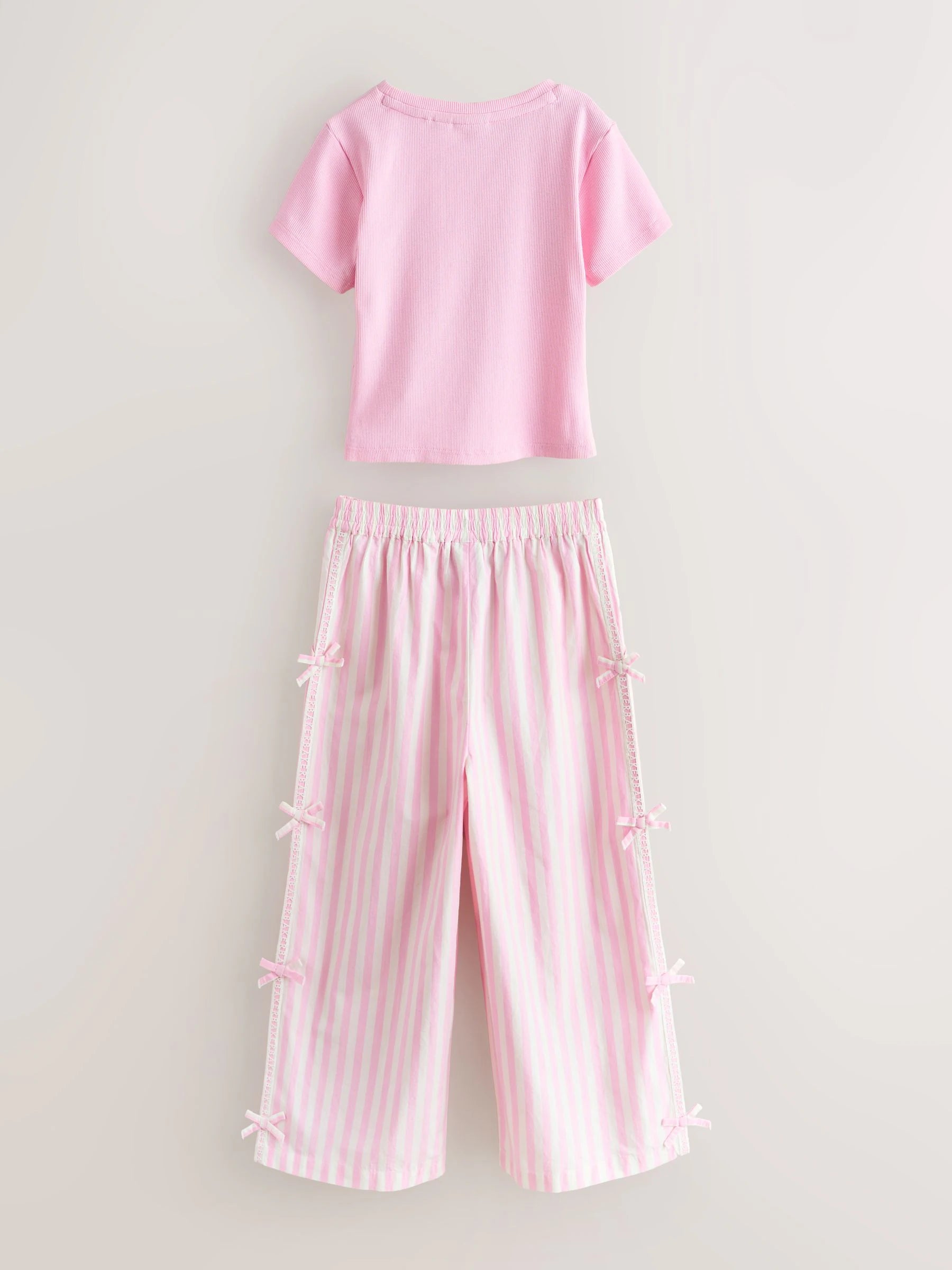 Baker by Ted Baker 2 Piece Pink Ribbed T-Shirt & Pinstripe Trousers Set