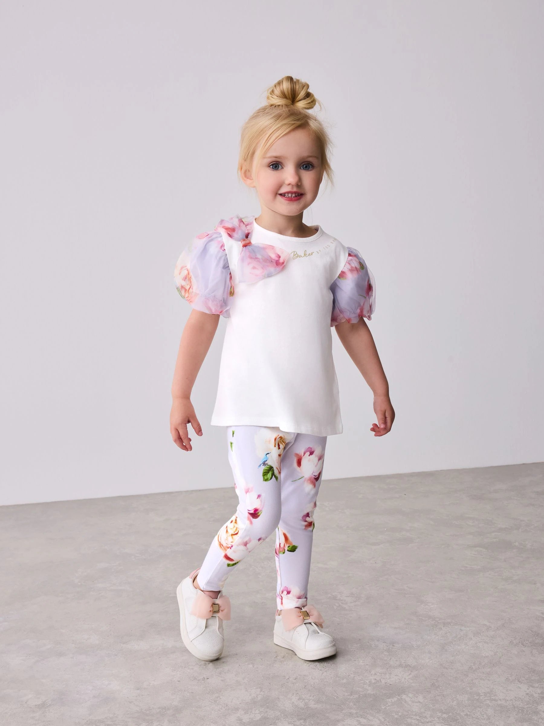 Baker by Ted Baker Organza Sleeve Bow Detail Top & Legging 2 Piece Set